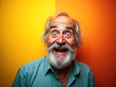 Surprised Elderly Man With Wide Eyes And Open Mouth