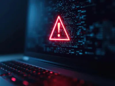 Cybersecurity Warning Sign On A Laptop Screen