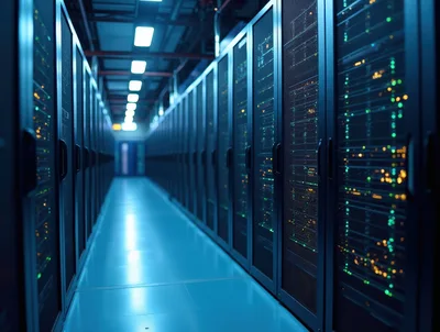 Modern Data Center Server Room Aisle