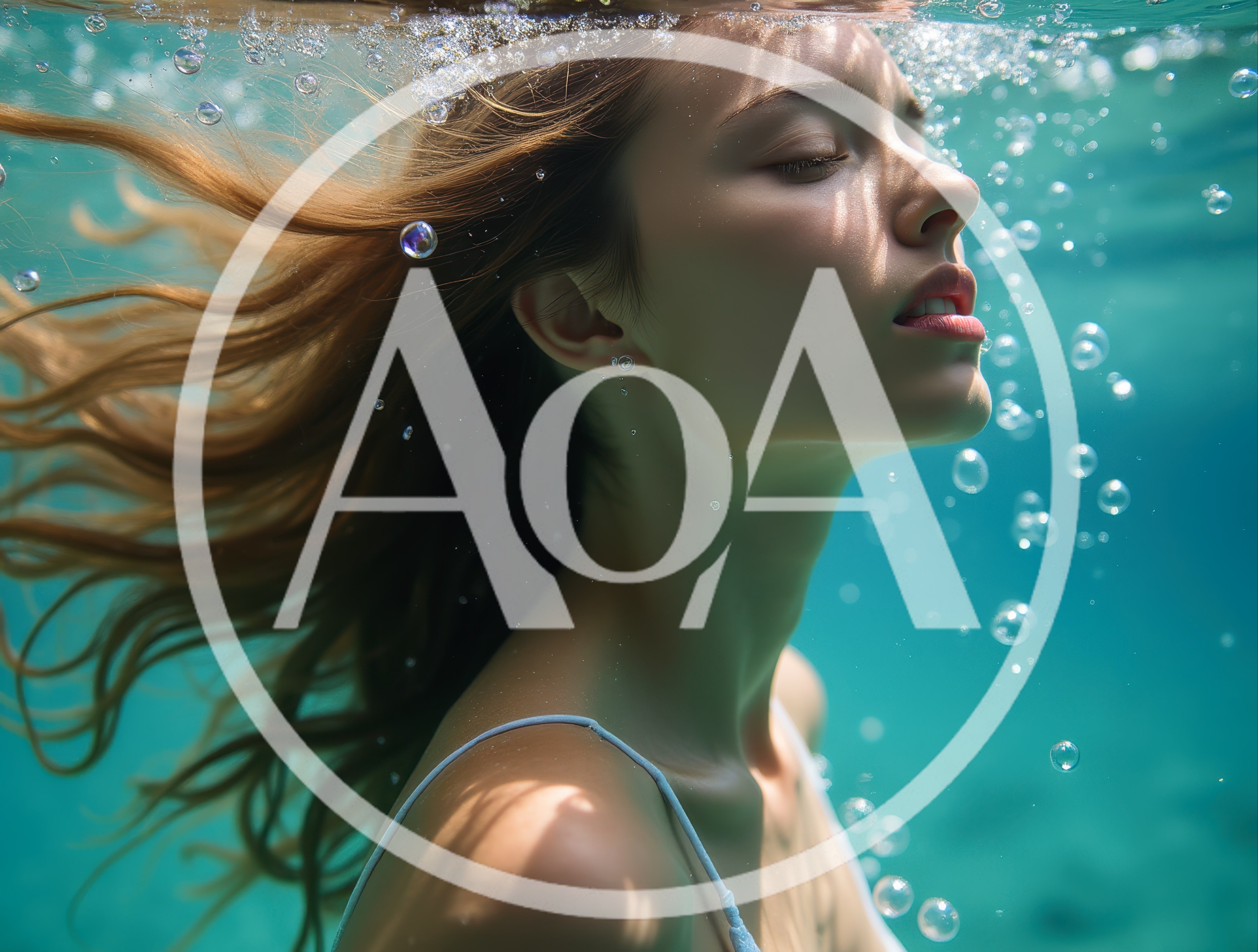 Young Woman Swimming Underwater With Flowing Hair