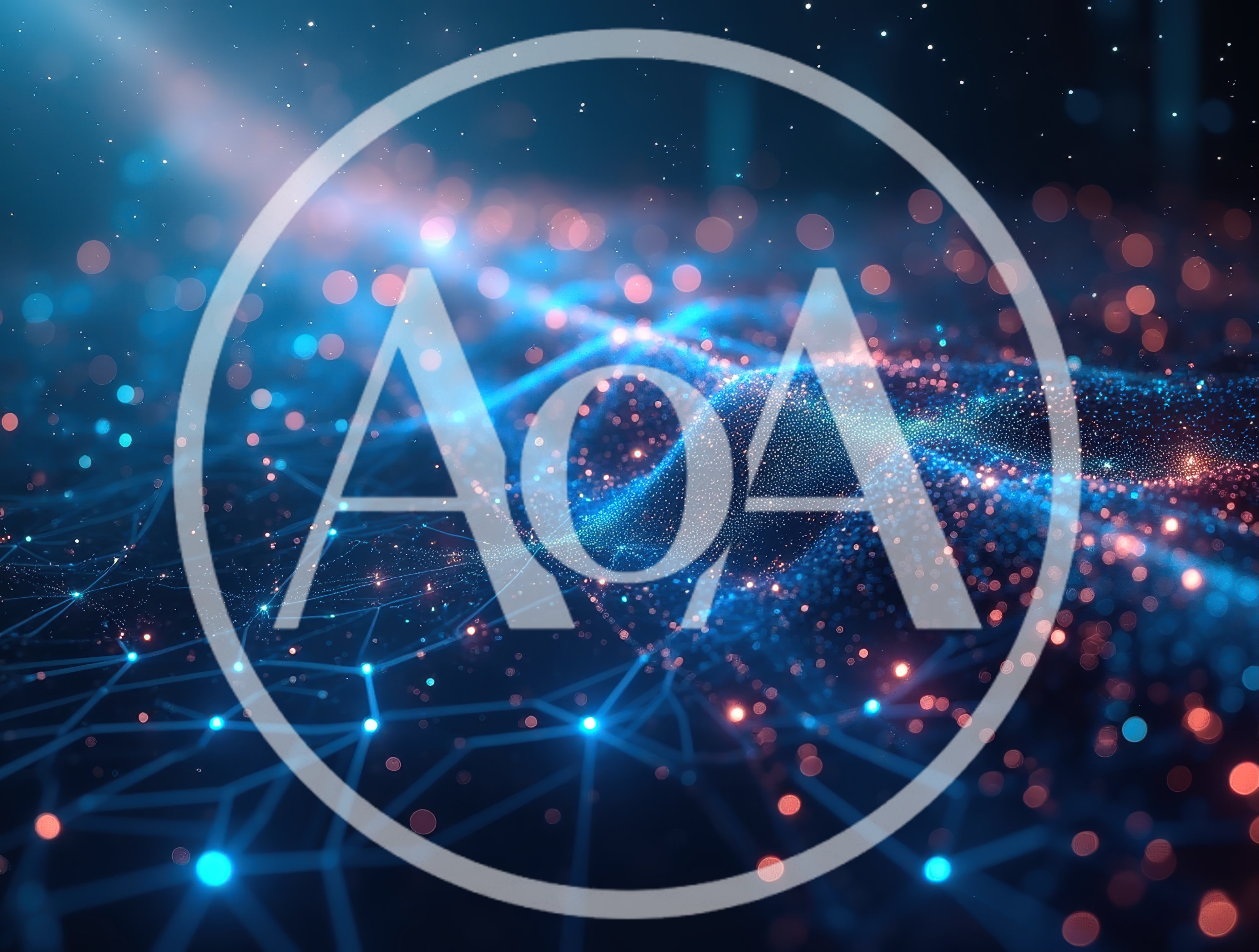 Abstract Digital Network Wave With Glowing Particles