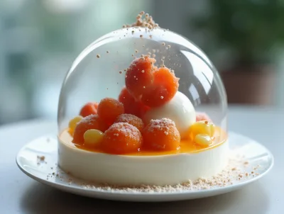 Gourmet Dessert Under A Glass Cloche