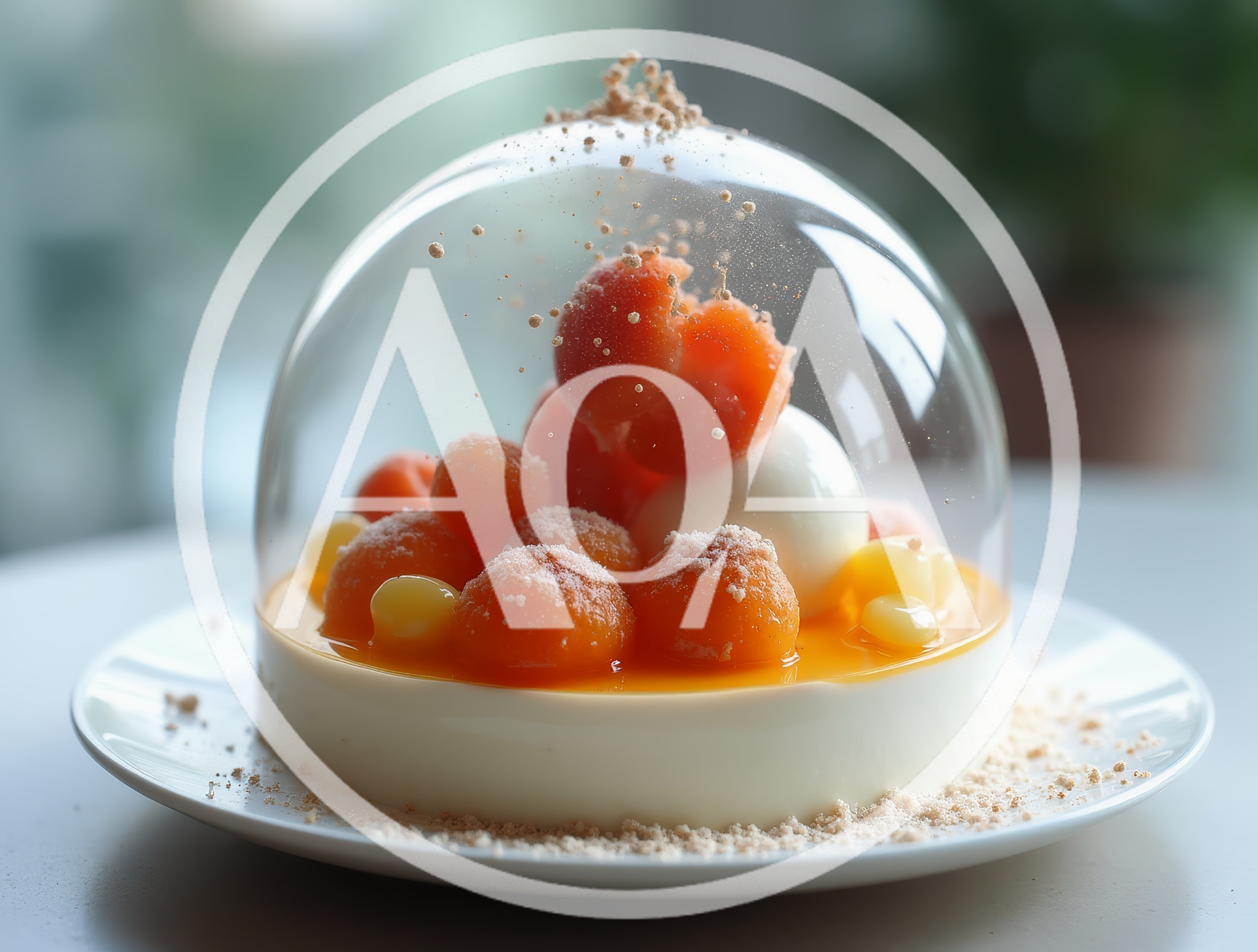 Gourmet Dessert Under A Glass Cloche