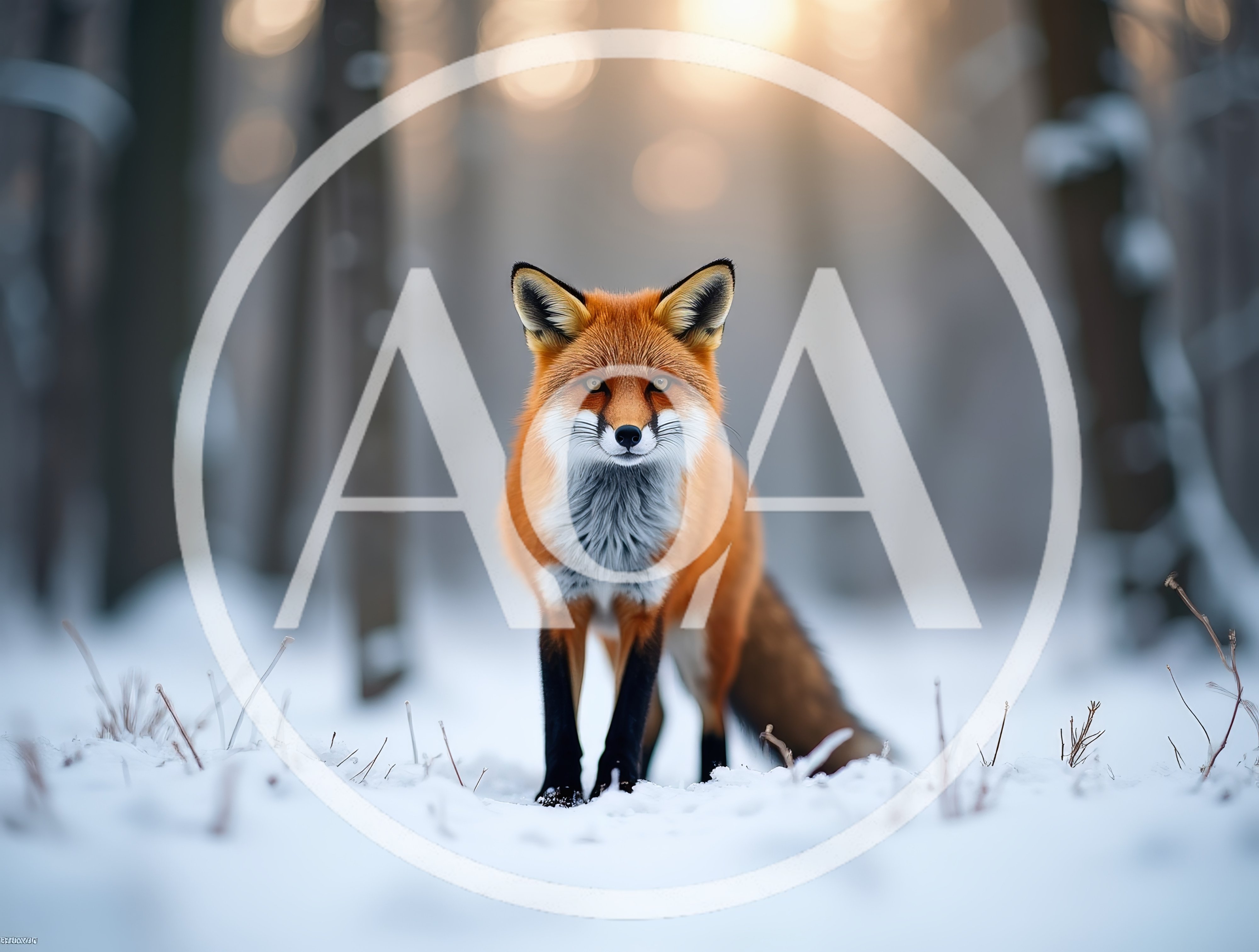Red Fox Standing In Snowy Forest