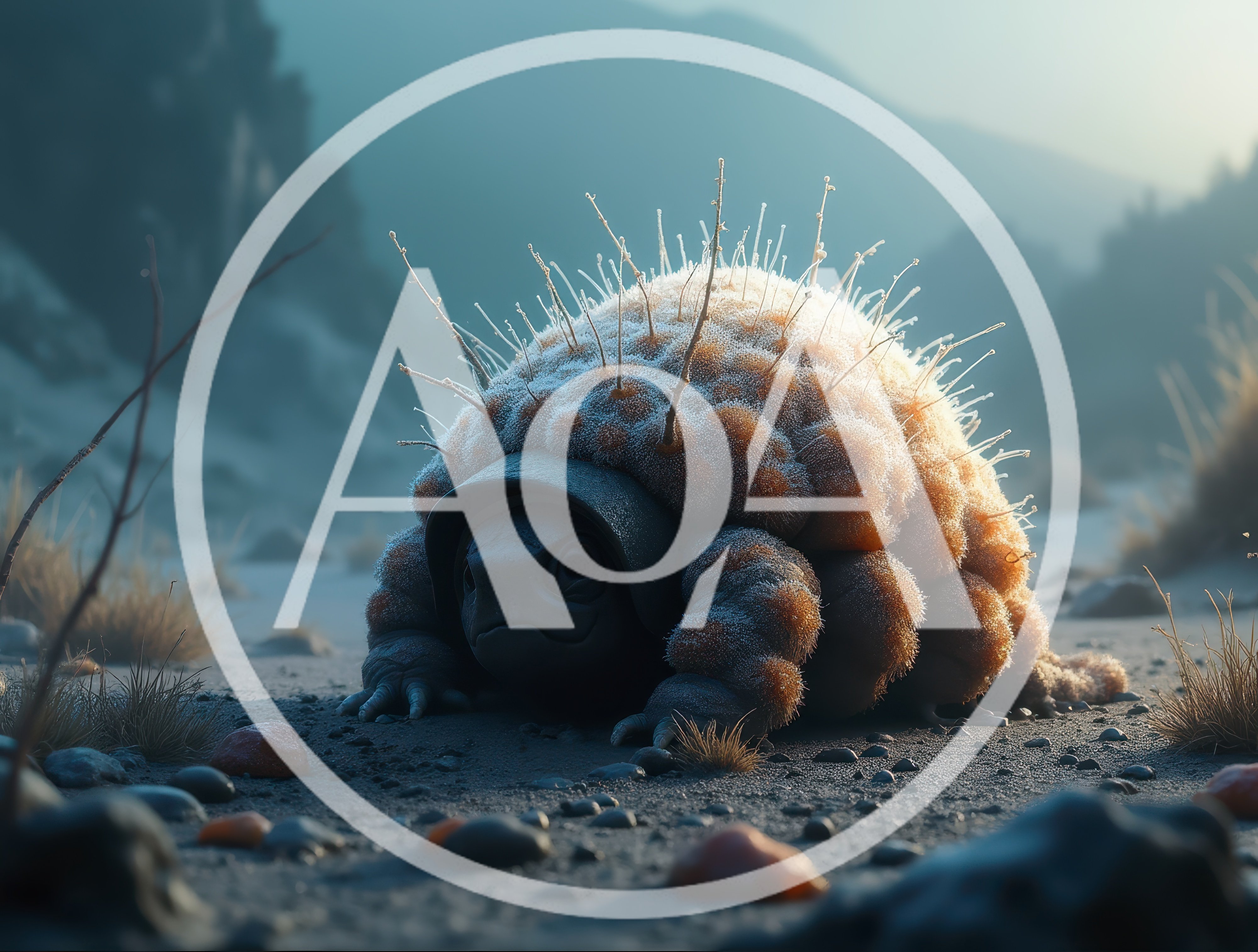 Surreal Creature With Spiky Fur In Desert Landscape