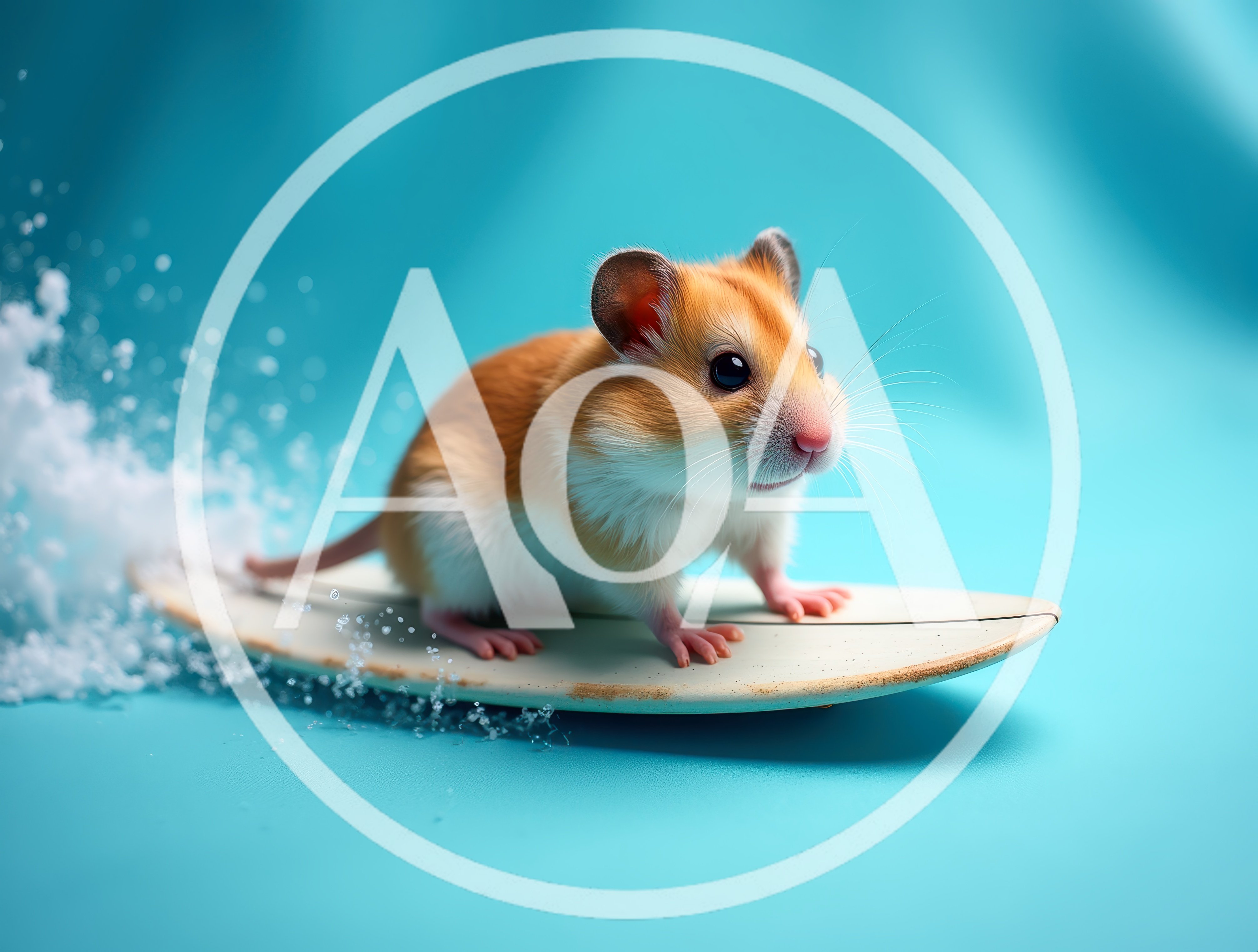 Cute Hamster Surfing On A Miniature Surfboard