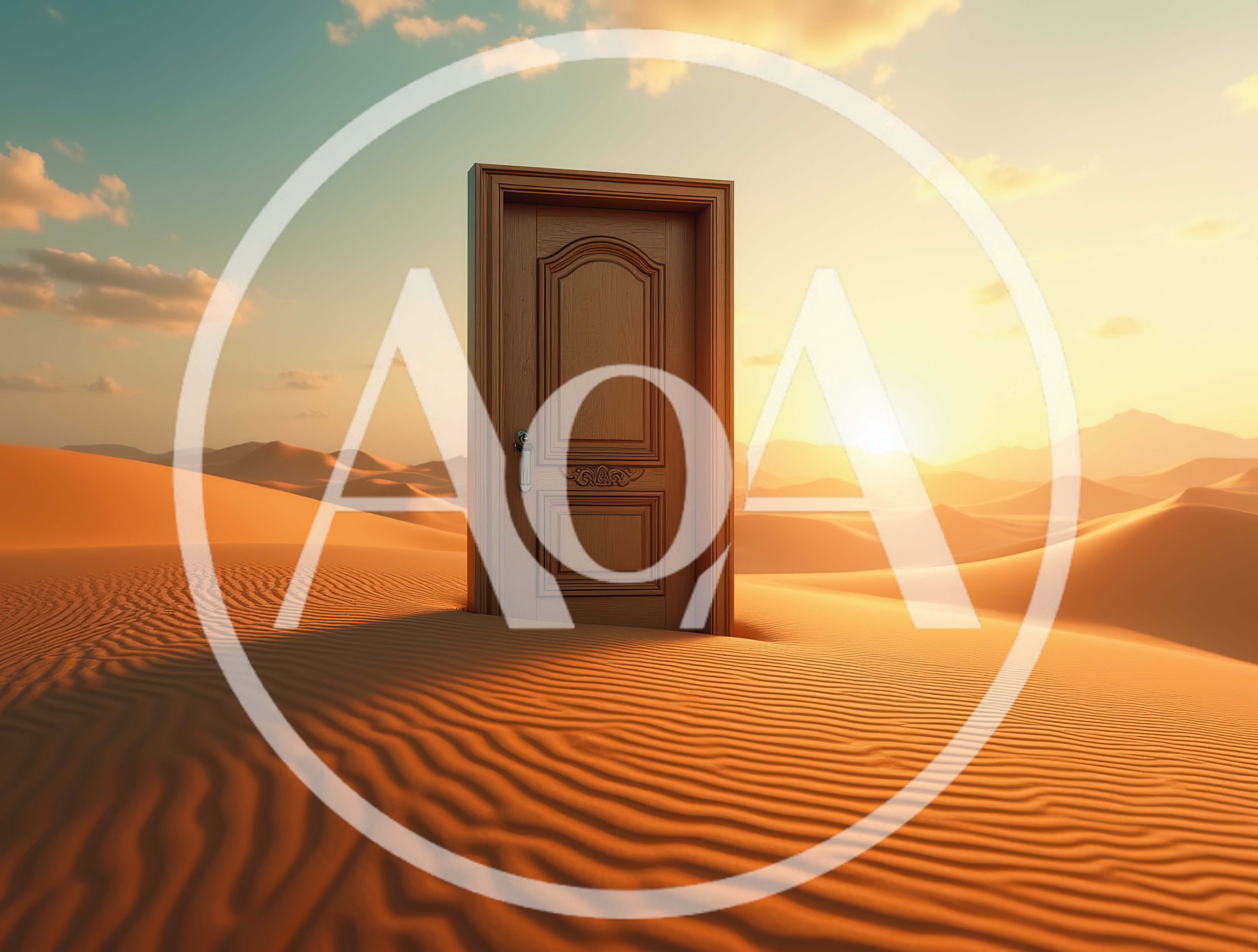 Standalone Wooden Door Standing In Vast Desert Landscape
