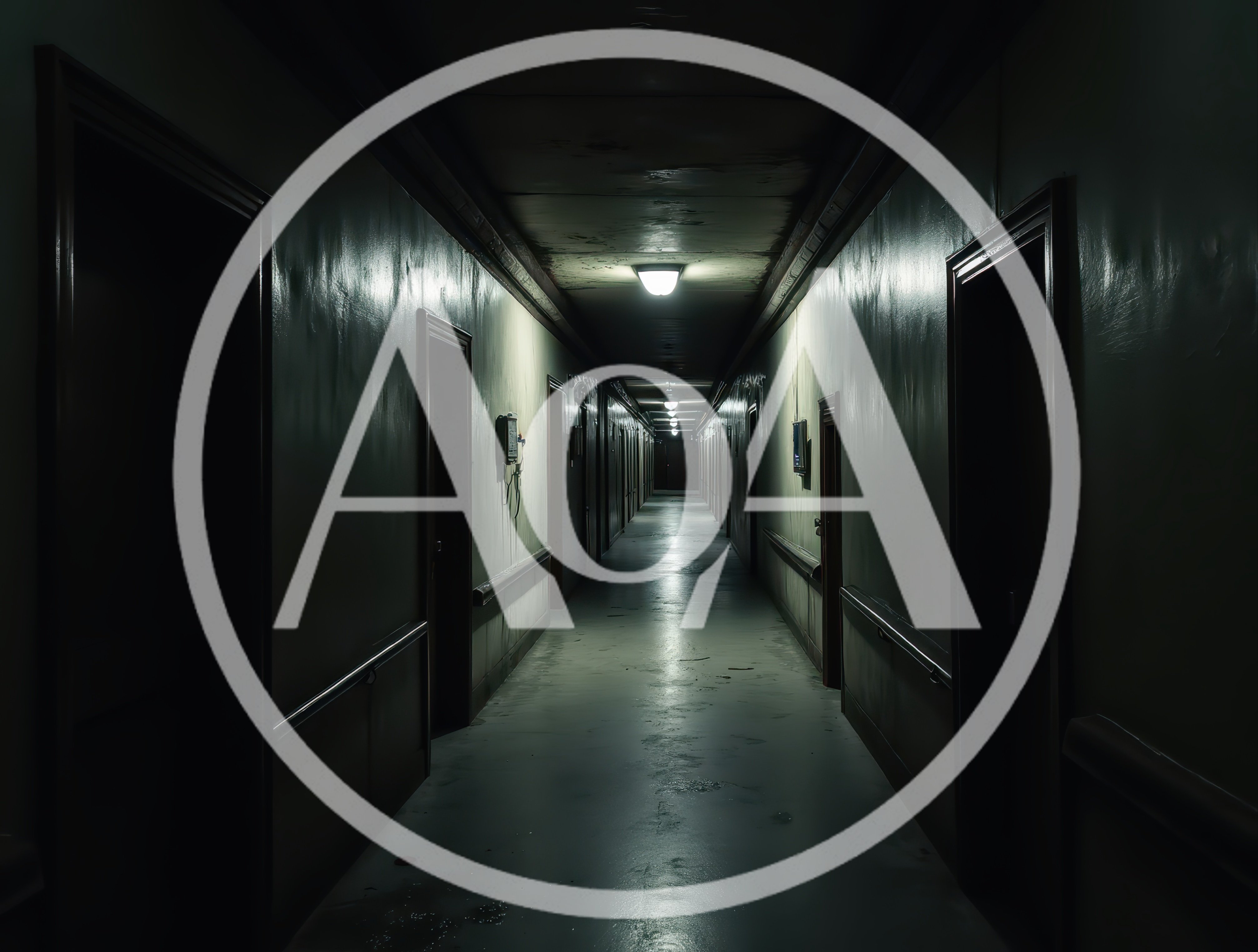 Dimly Lit Abandoned Hospital Corridor