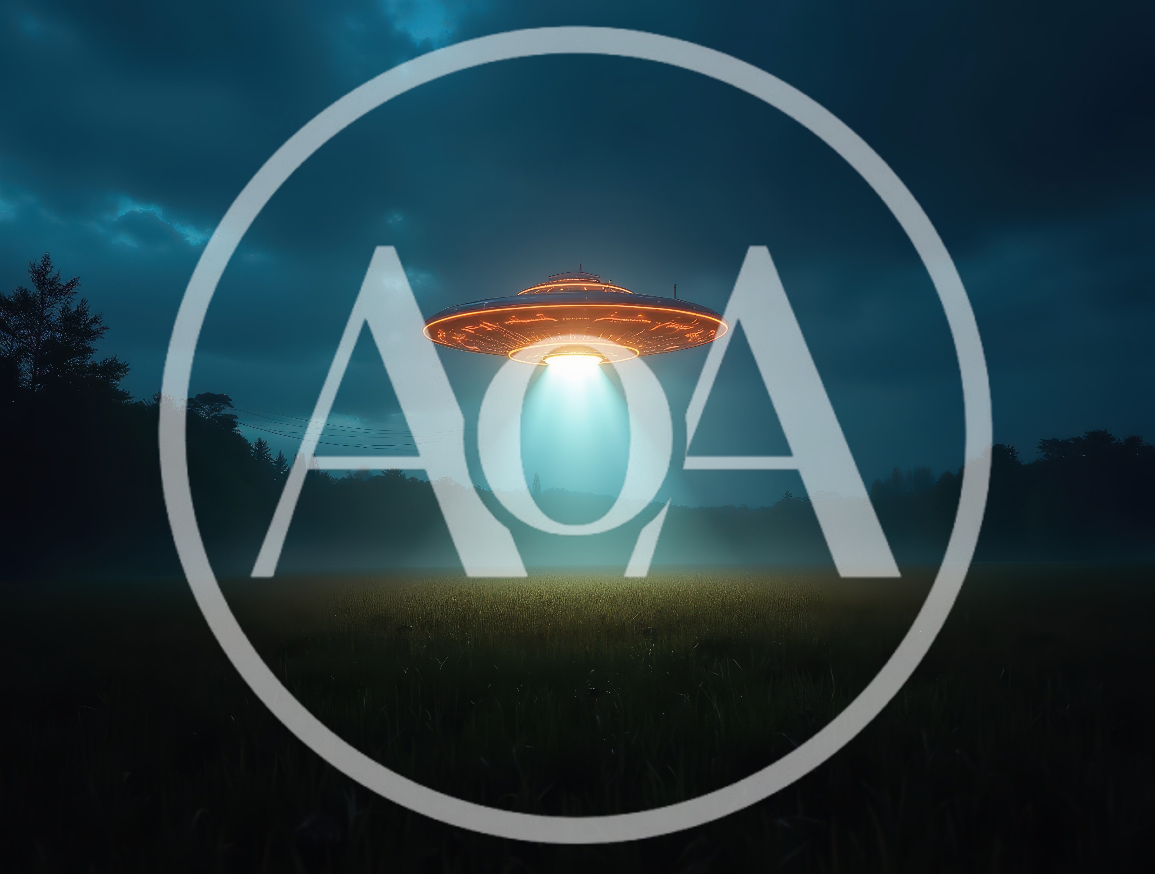 Glowing UFO Hovering Over A Dark Misty Field