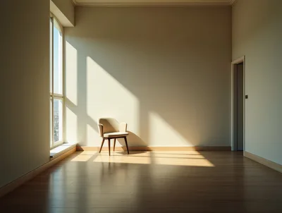 Minimalist Room With A Single Chair And Sunlight