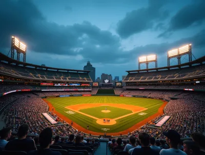Crowded Baseball Stadium During Evening Game