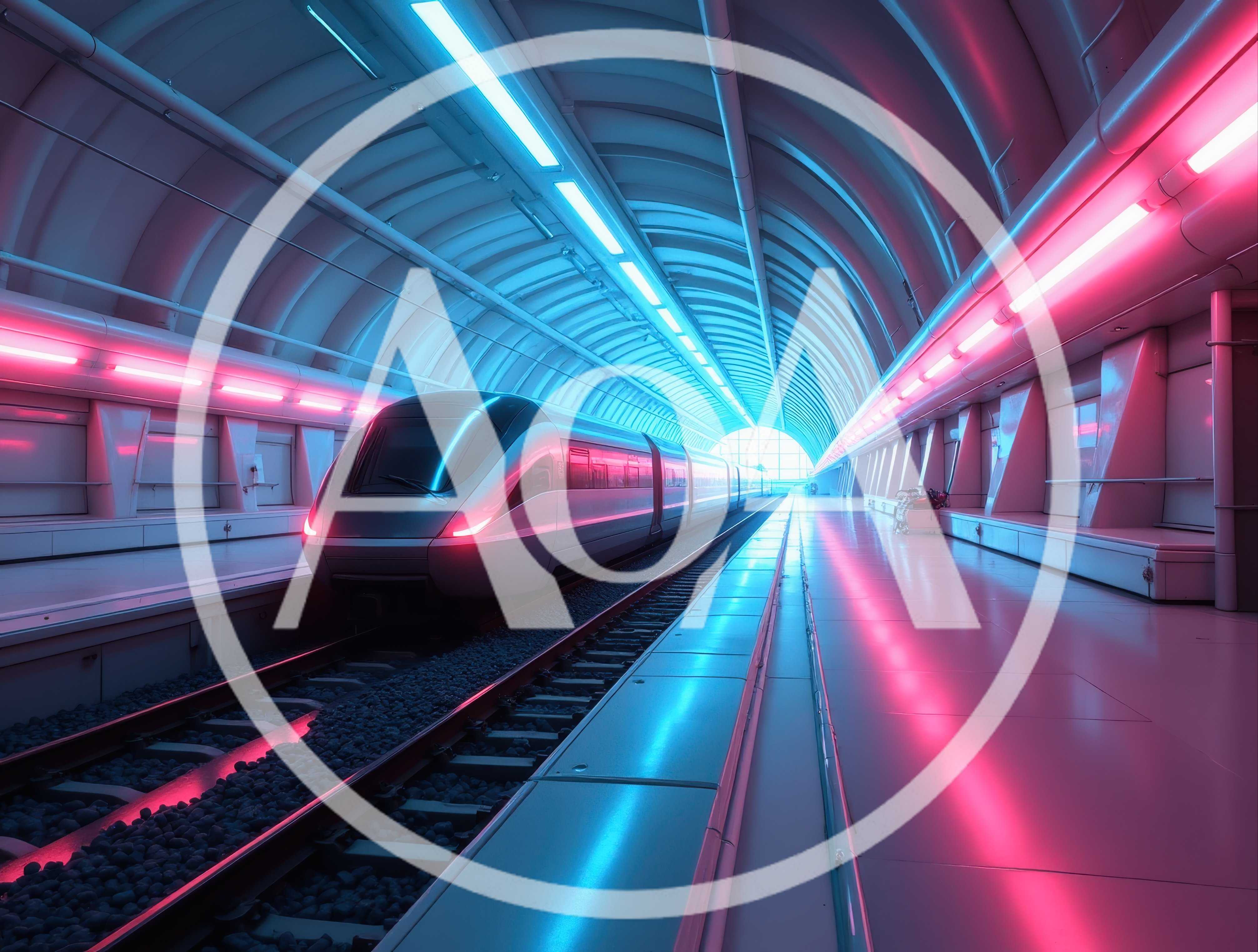 Futuristic High Speed Train In Neon Subway Station