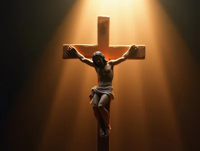 Crucifixion Of Jesus Christ On Wooden Cross