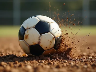 Soccer Ball Impacting Dirt Ground