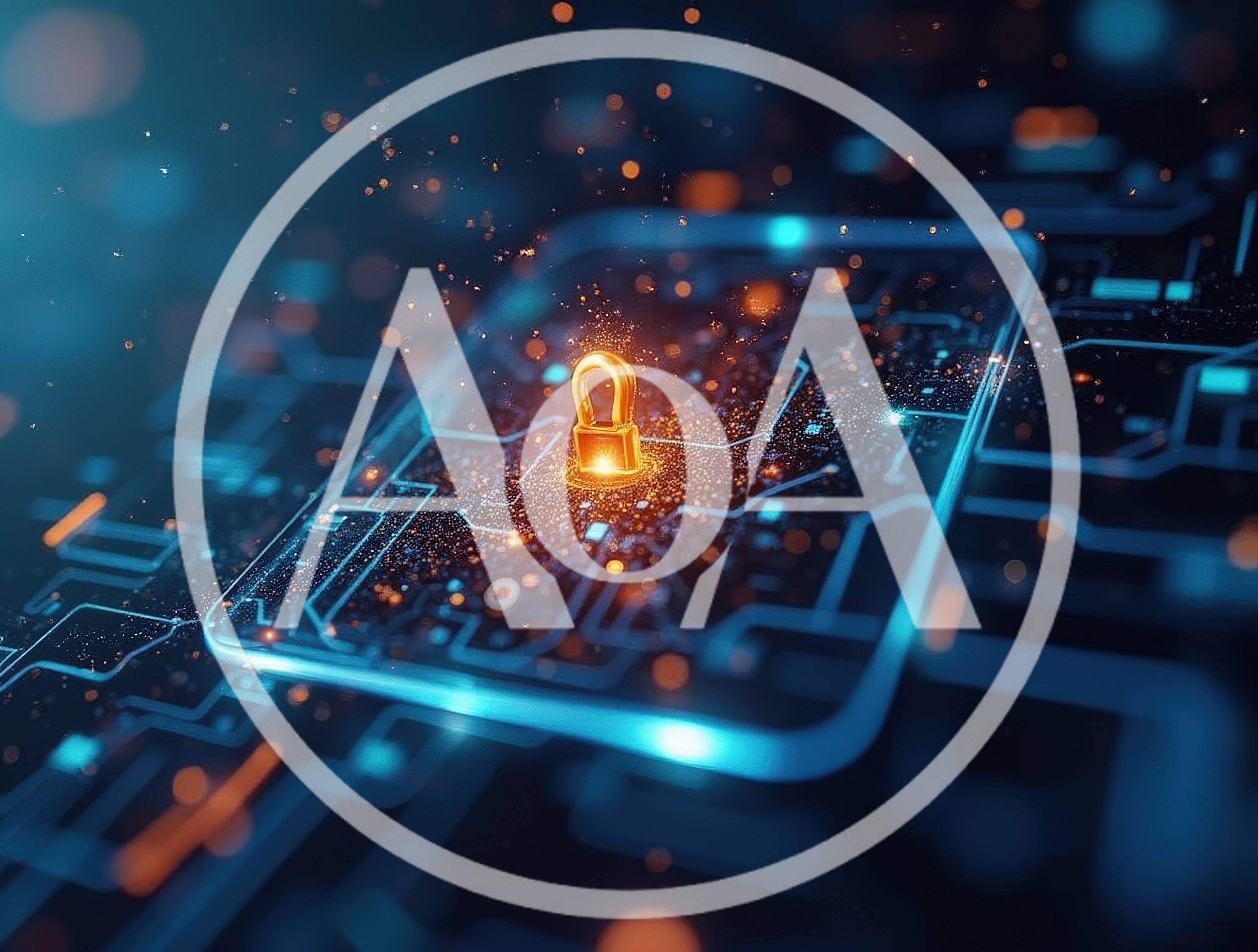 Digital Security Concept With Glowing Golden Padlock Icon
