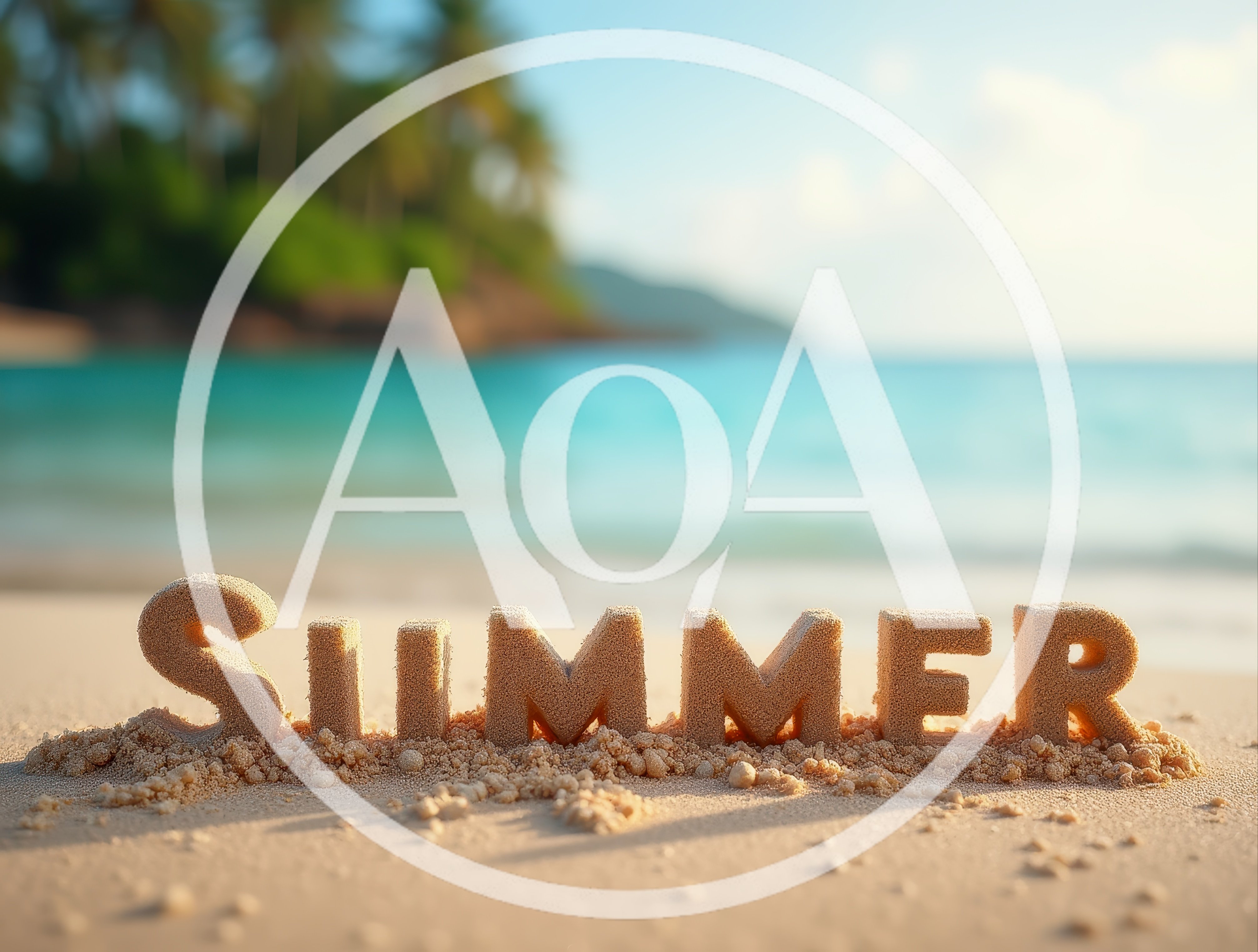 Summer Text Sculpted In Sand On Tropical Beach
