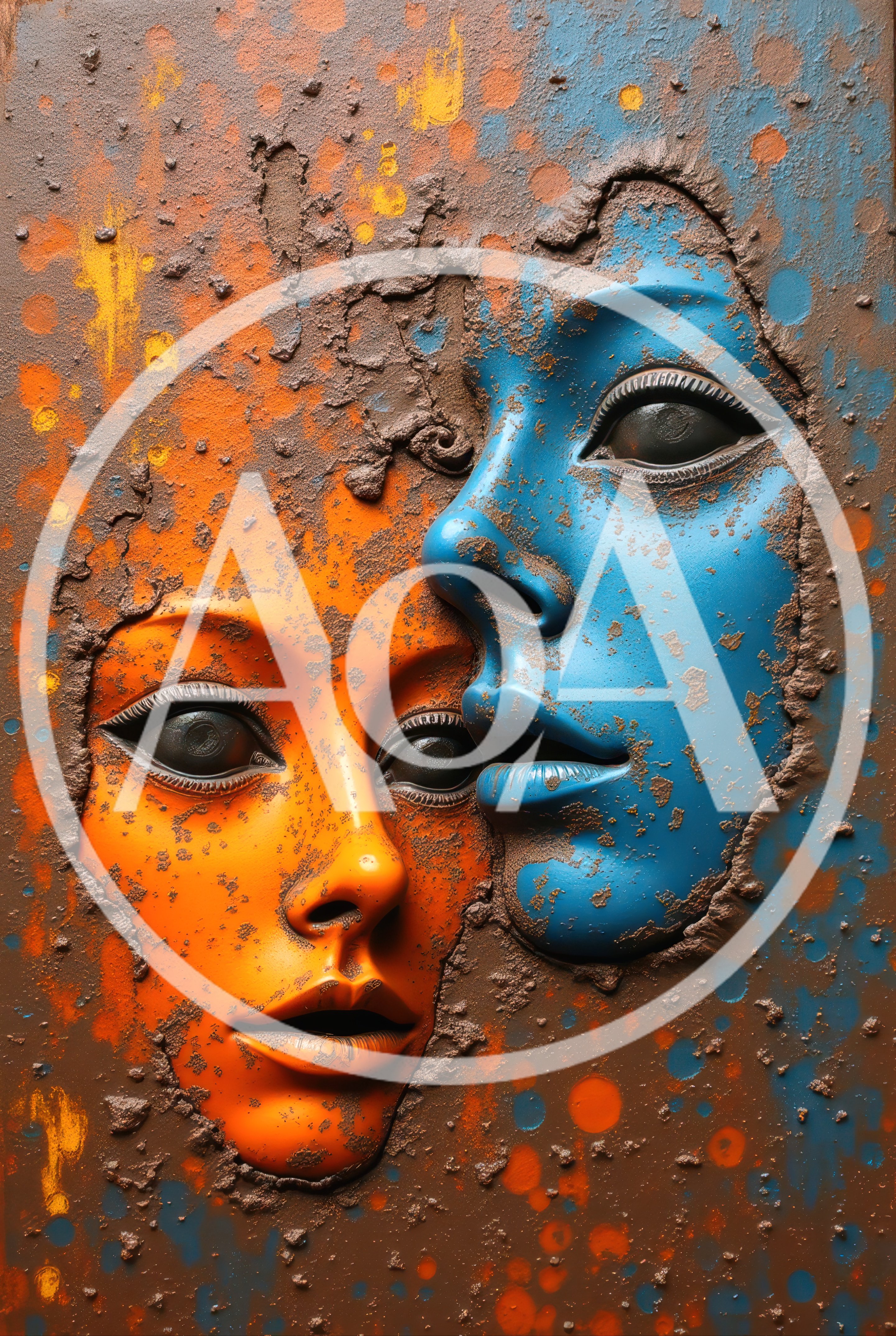 Surreal Abstract Sculpture Of Two Faces In Contrast