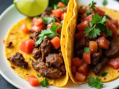 Two Delicious Beef Tacos With Fresh Tomato Salsa