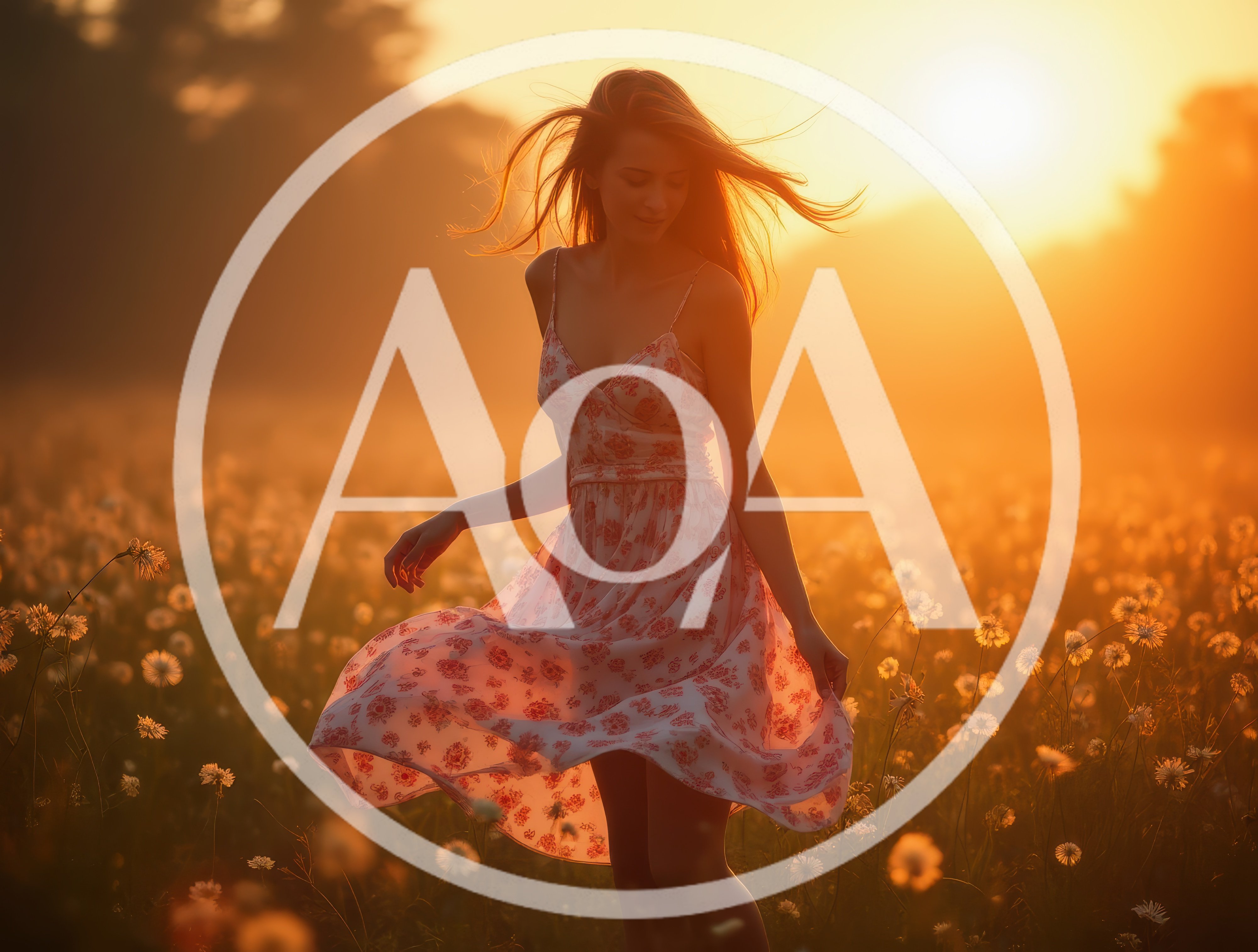 Young Woman Dancing In A Sunlit Meadow