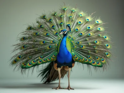 Majestic Indian Peacock Displaying Vibrant Plumage
