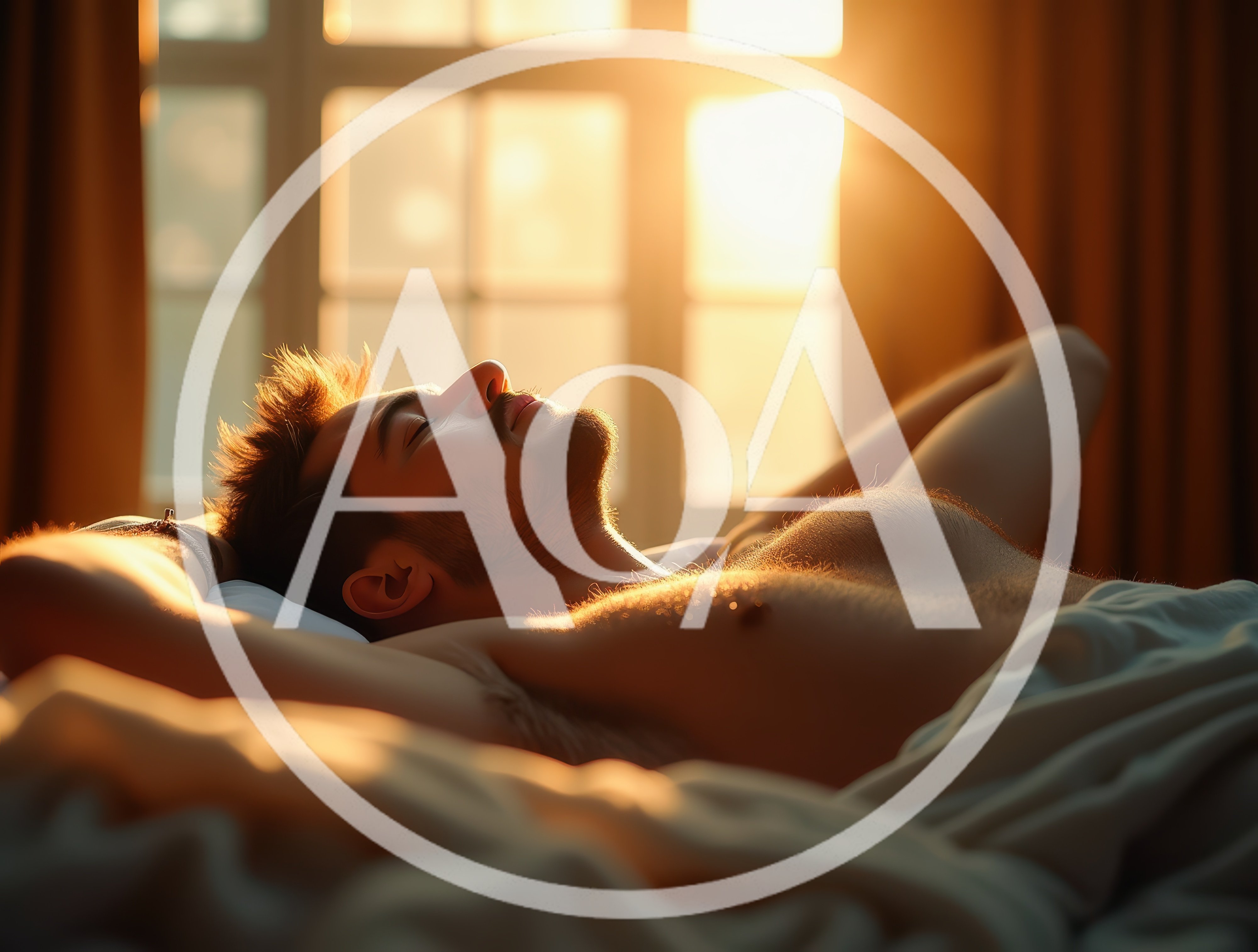 Young Man Relaxing In Bed During Golden Hour