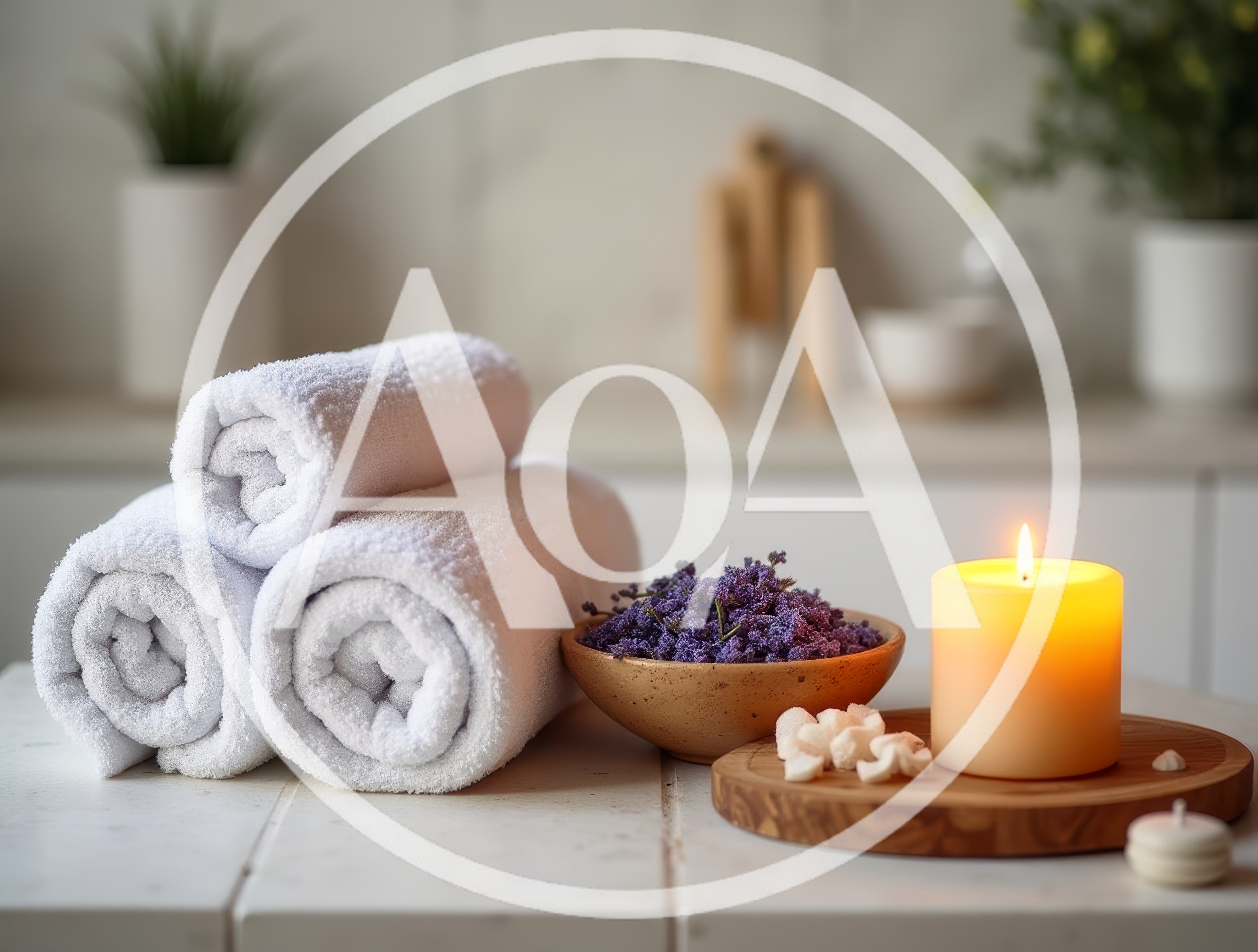 Spa Relaxation Setup With Towels And Lavender