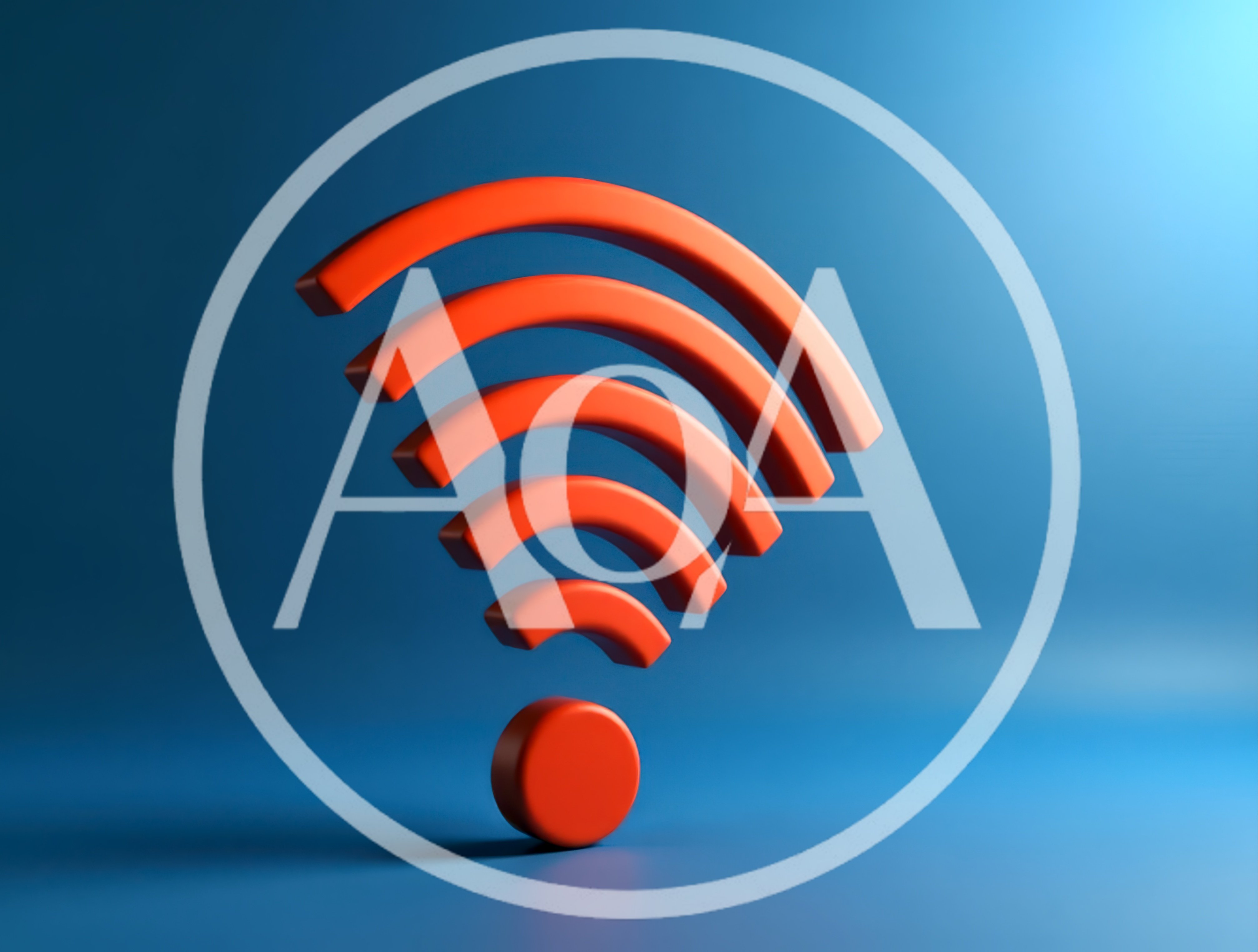 3D Rendered Orange Wi-Fi Symbol On Blue Background