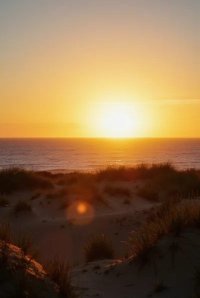 Golden Sunset Over Coastal Sand Dunes