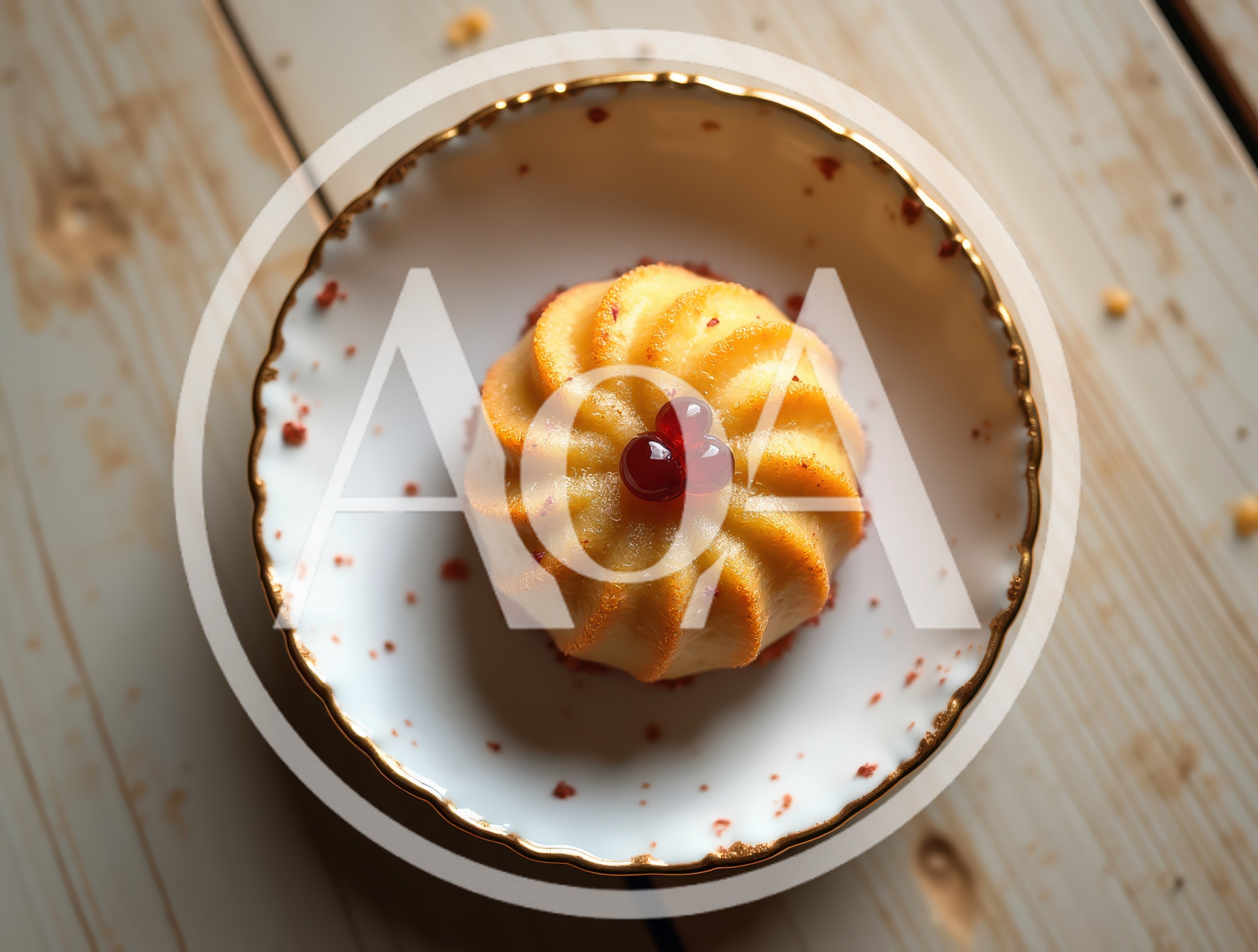 Single Small Bundt Cake On A Decorative Plate