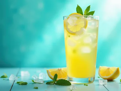 Refreshing Glass Of Lemonade With Mint And Ice
