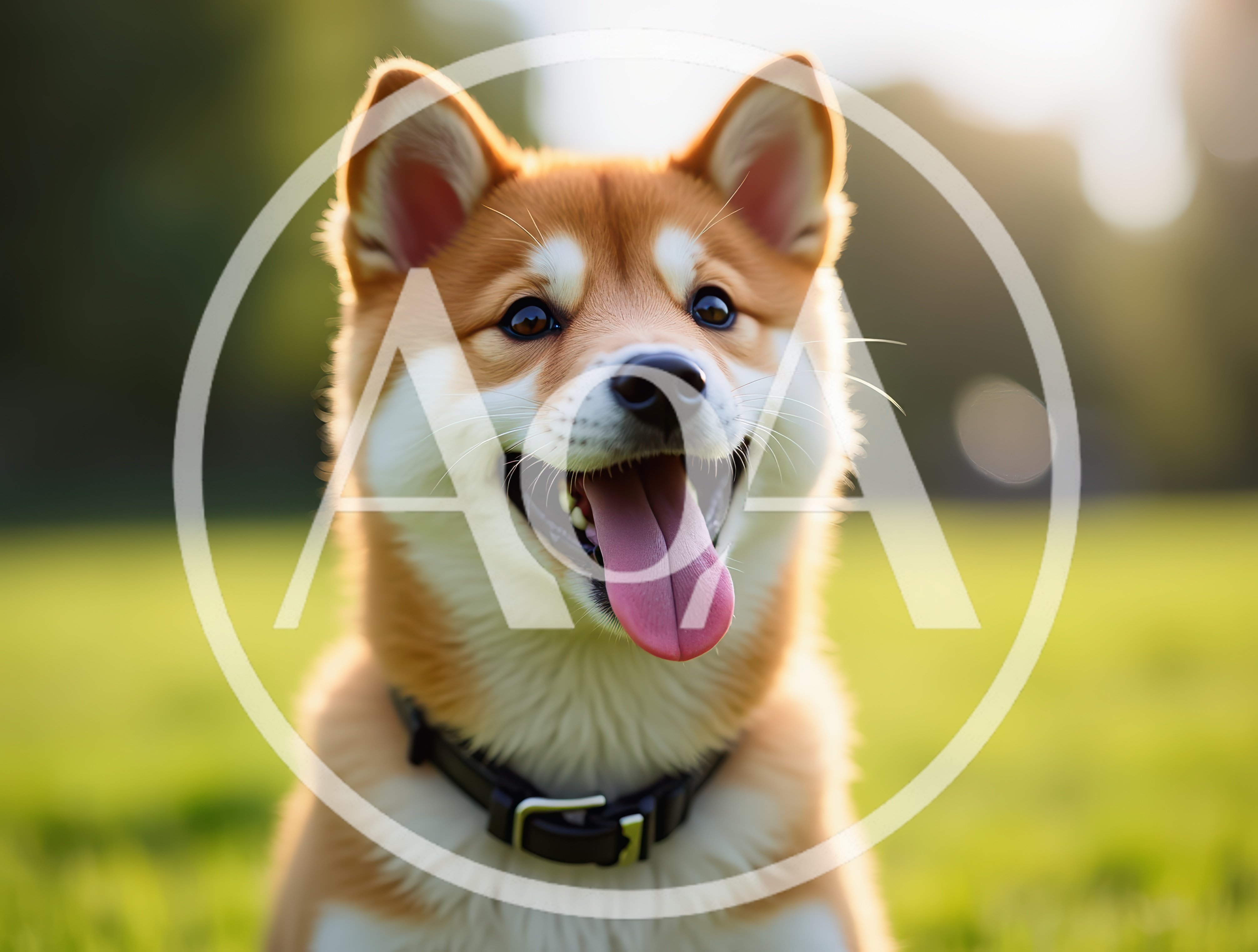 Happy Shiba Inu Puppy Sitting Outdoors
