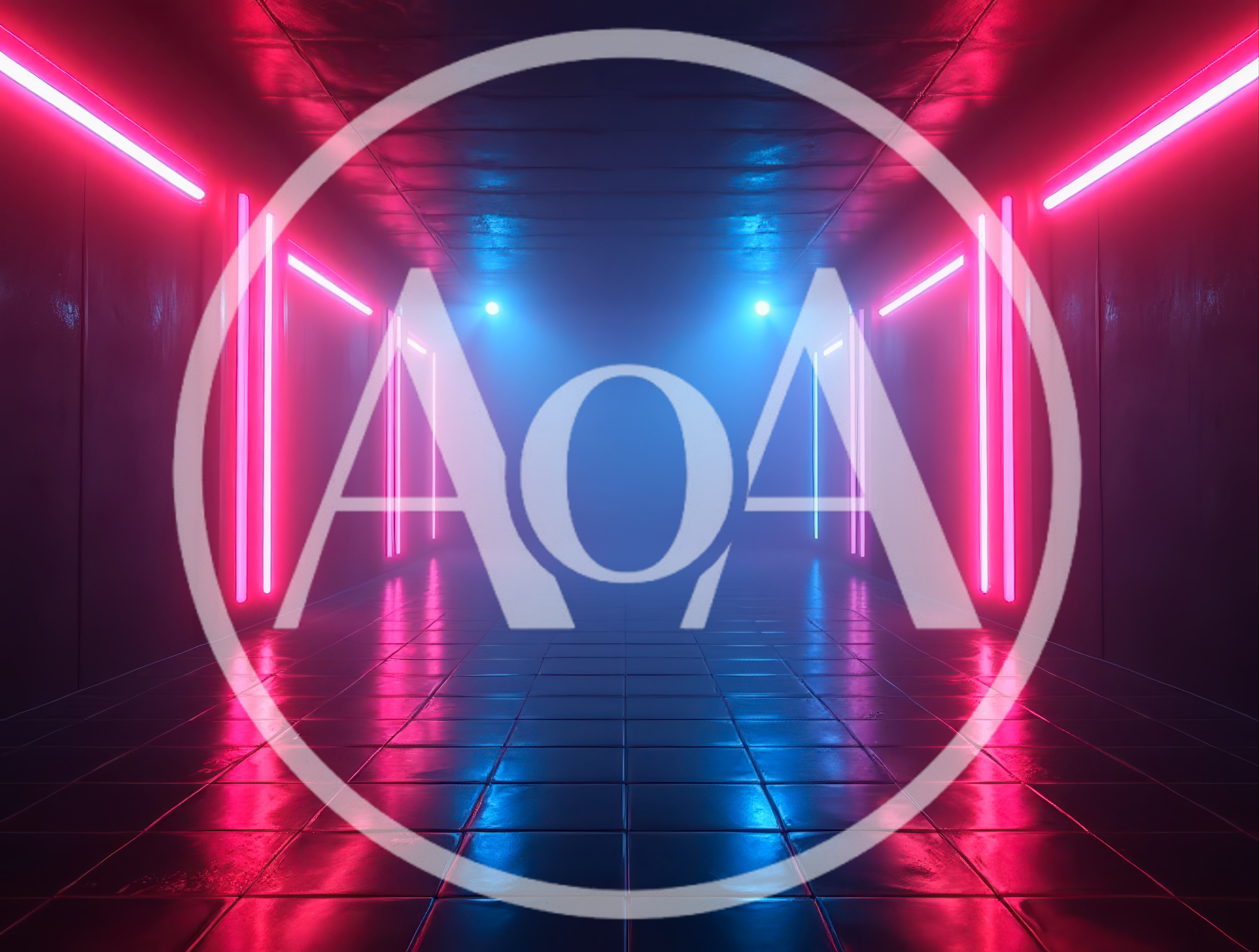 Futuristic Neon Corridor With Glowing Pink And Blue Lights