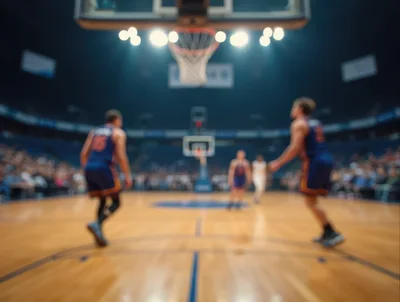Professional Basketball Players During A Competitive Game