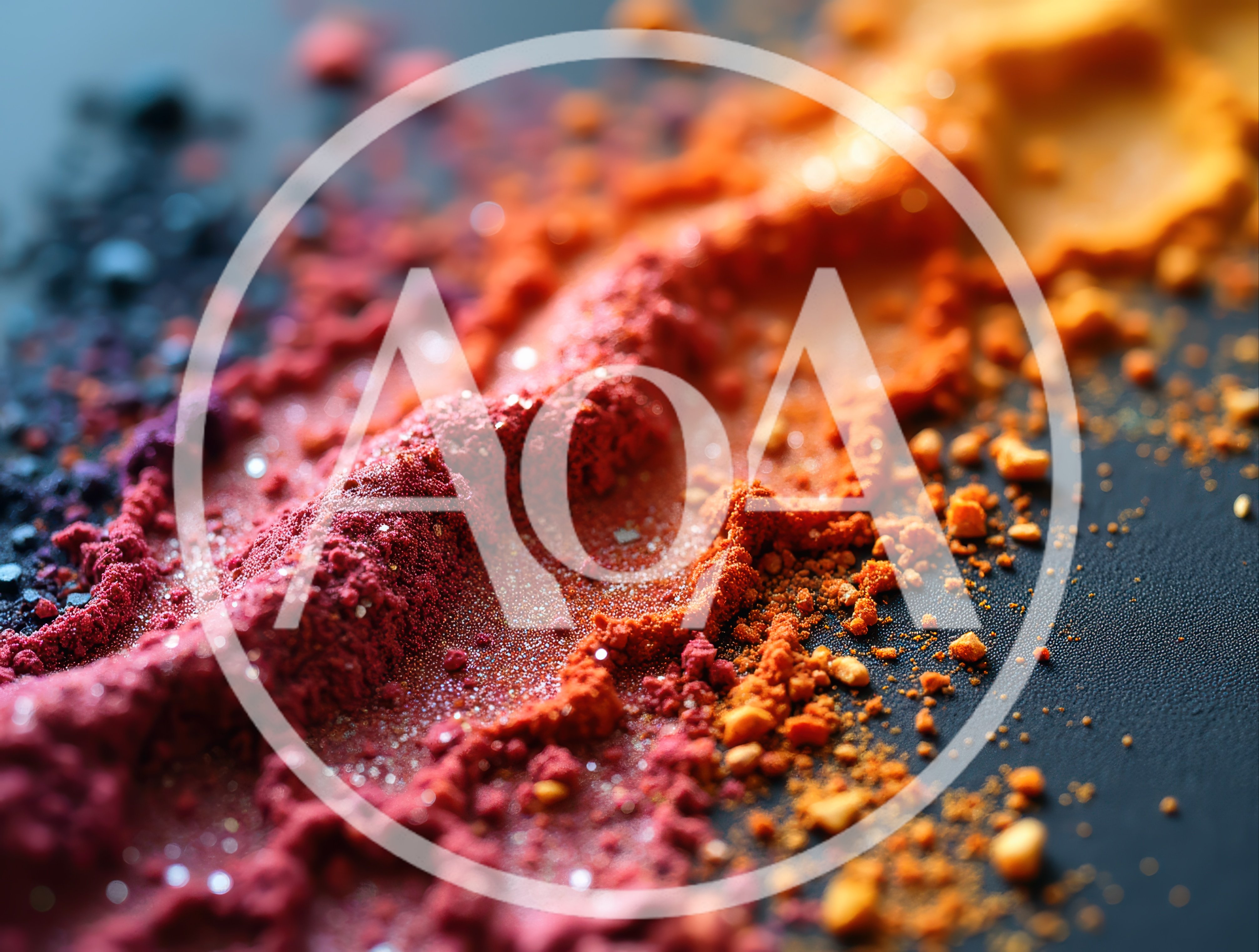 Vibrant Cosmetic Powder Pigments On Dark Surface