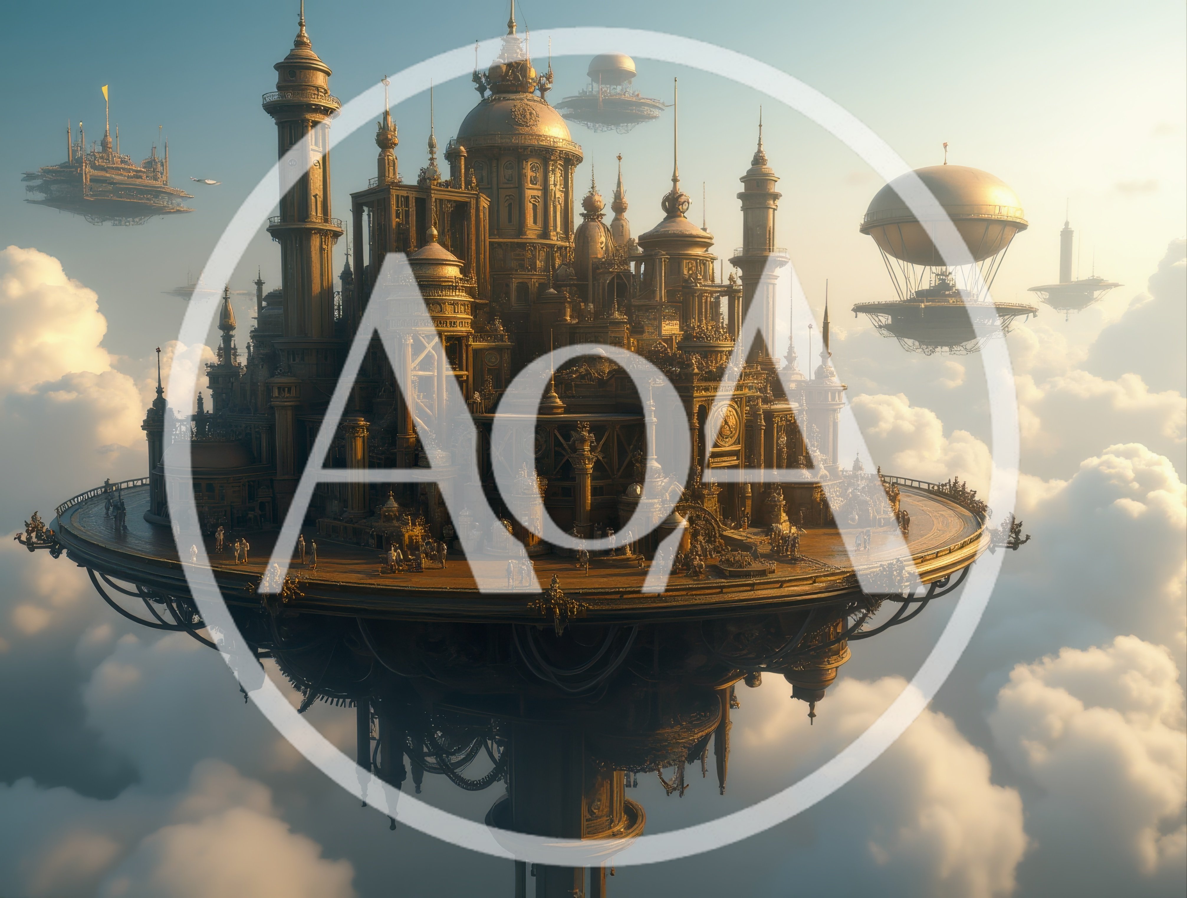 Steampunk Floating City Above The Clouds