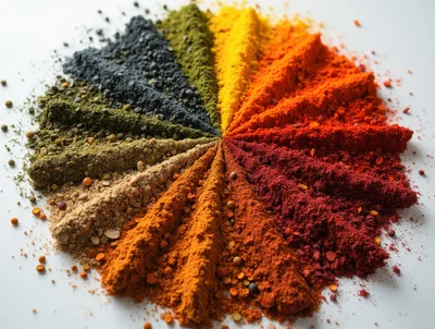 Vibrant Assortment Of Colorful Spices Arranged In A Circle