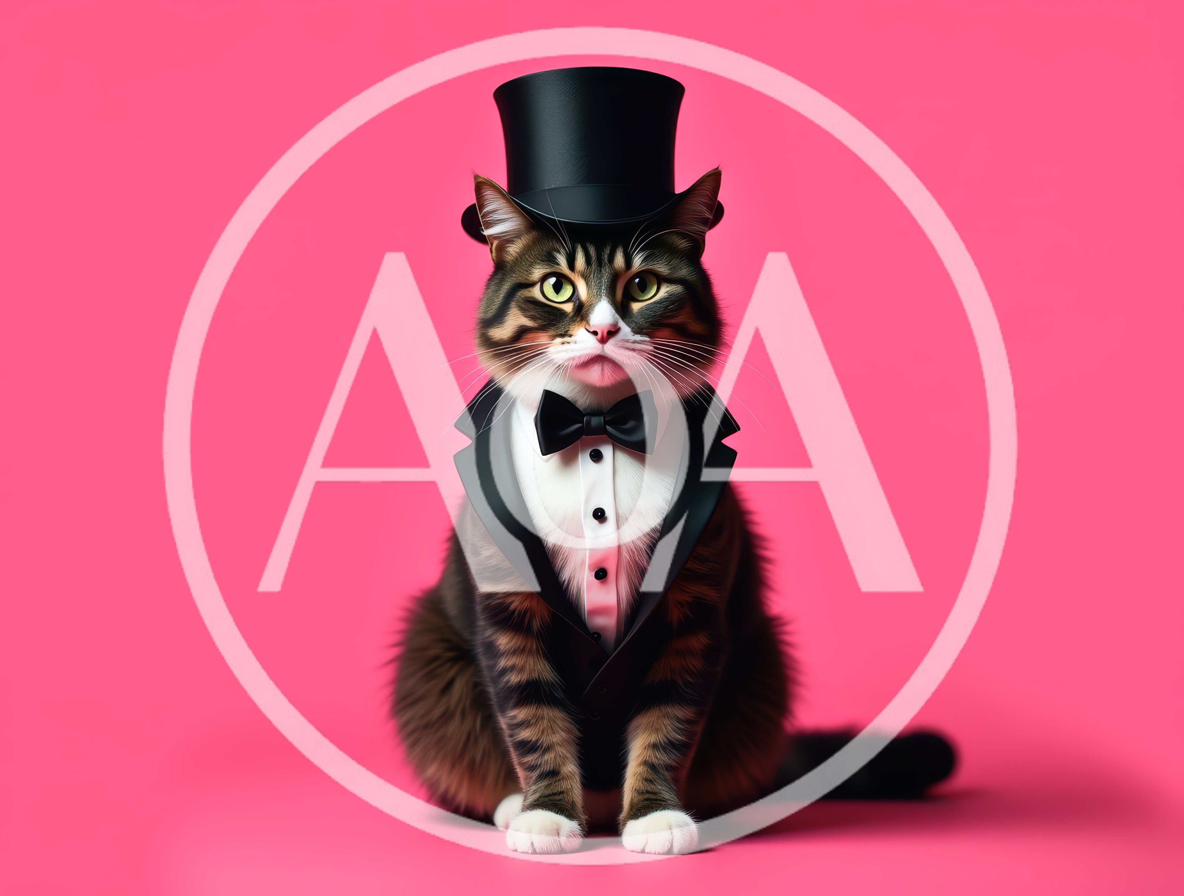 Dapper Tabby Cat Wearing A Tuxedo And Top Hat