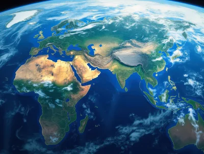 Satellite View Of Earth Showing Africa And Asia