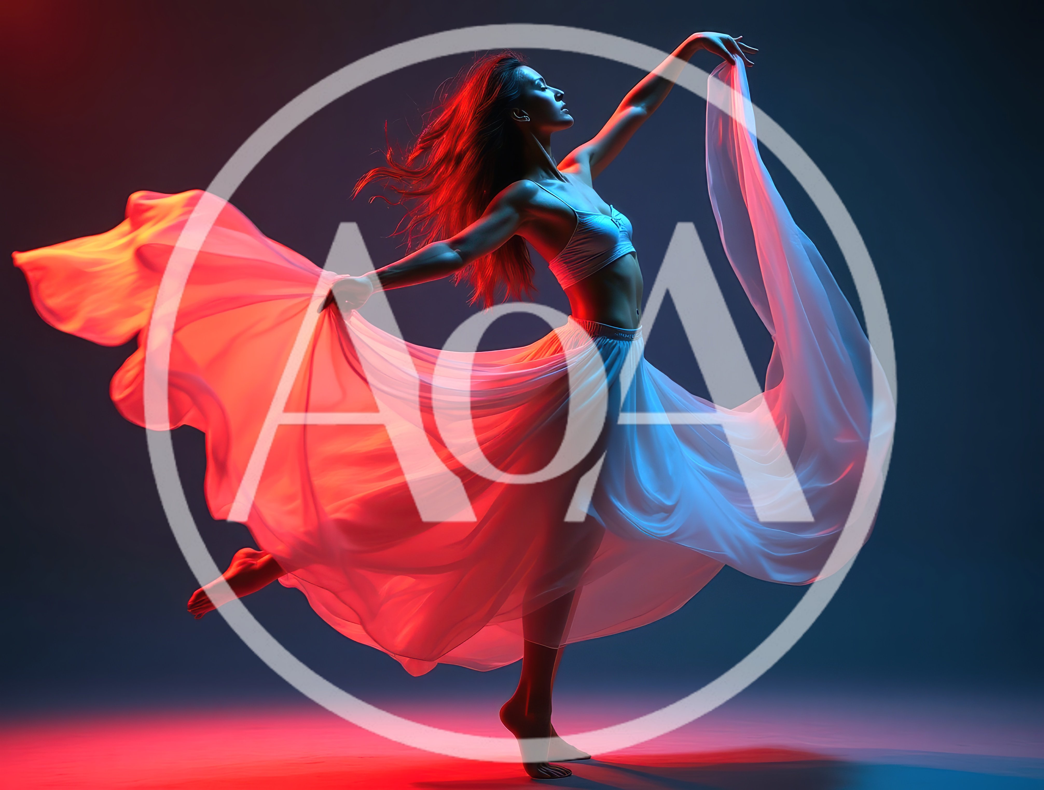 Graceful Female Dancer Performing With Flowing Fabric