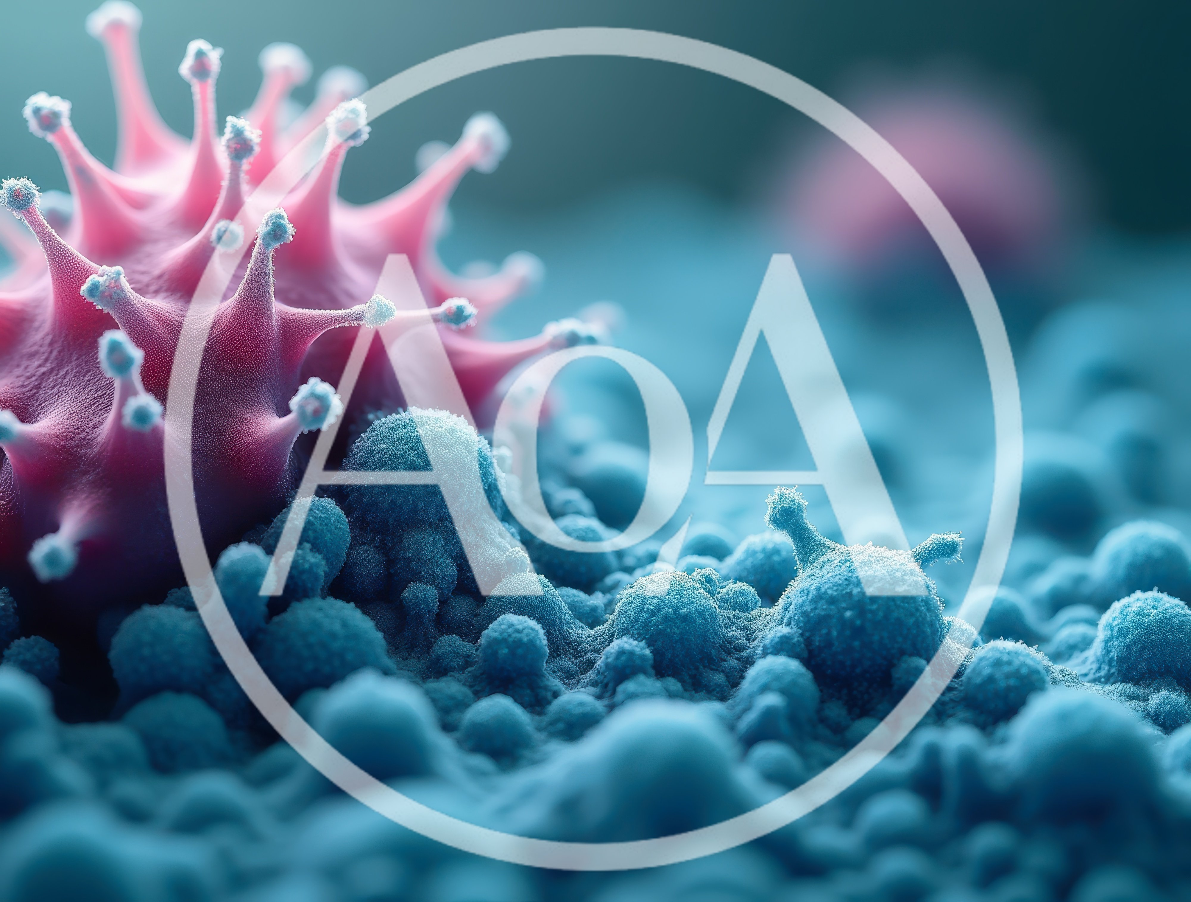 Microscopic View of Virus Attacking Human Cells