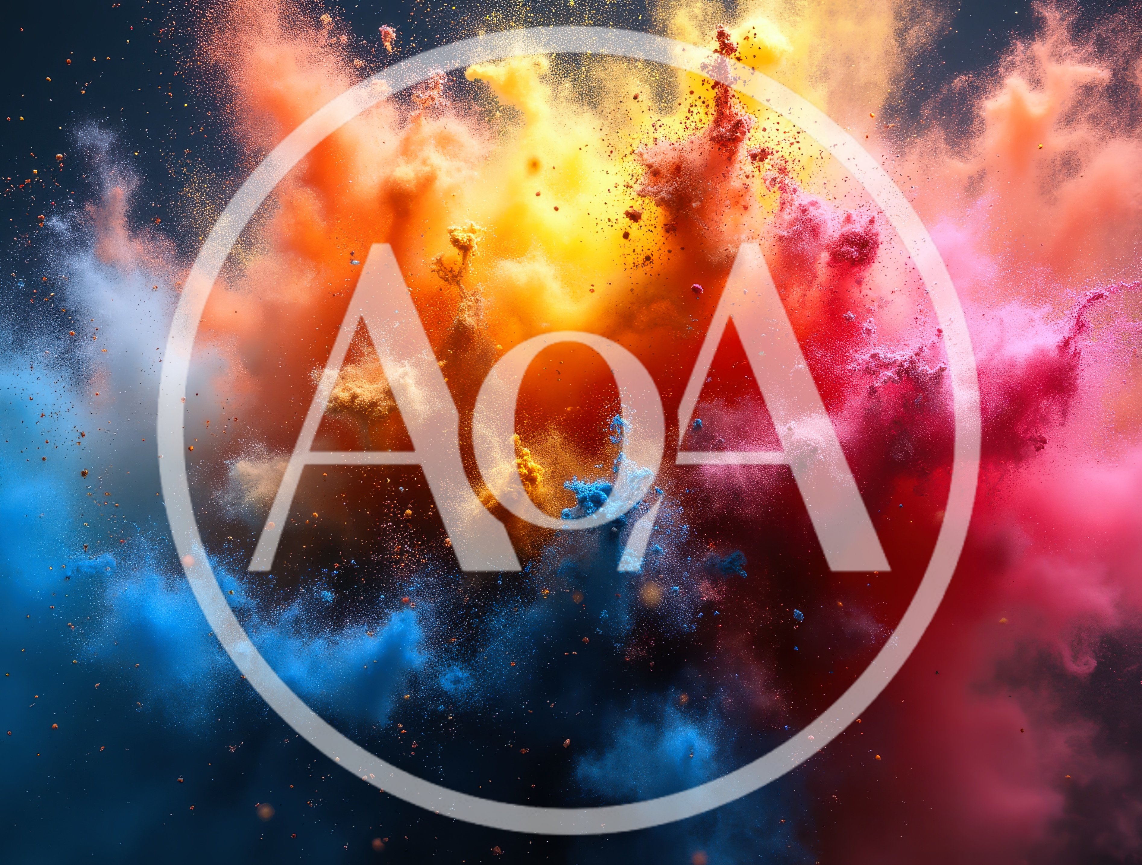 Vibrant Multi-Colored Powder Explosion Against Dark Background