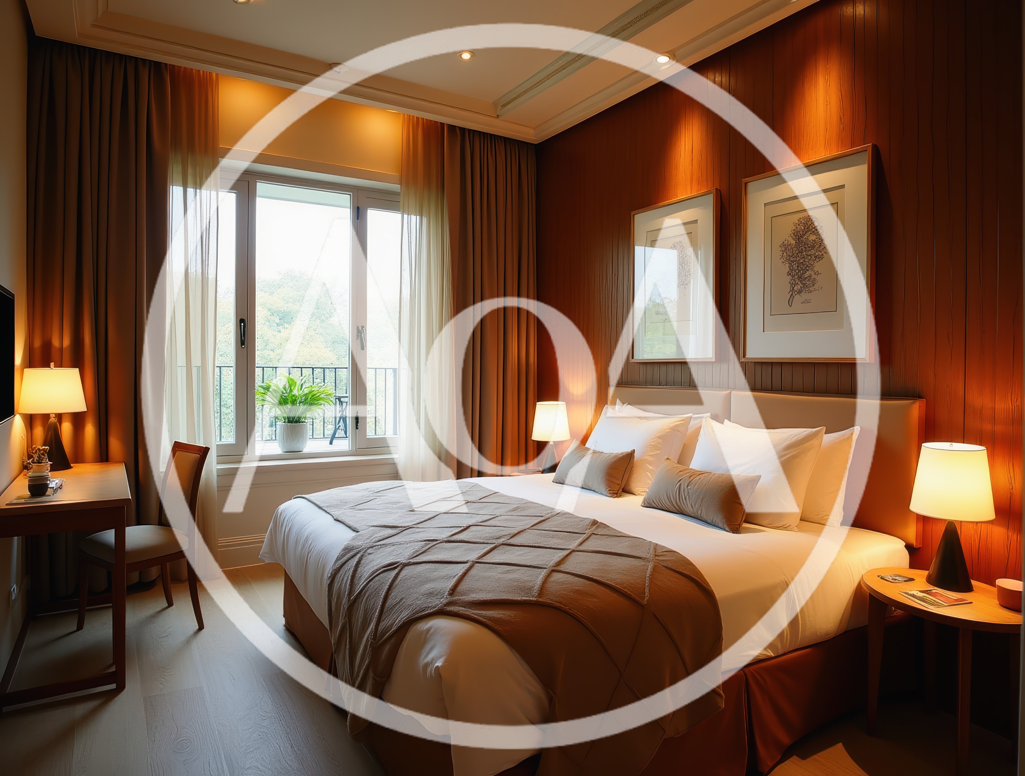 Modern Hotel Bedroom Interior With Warm Lighting