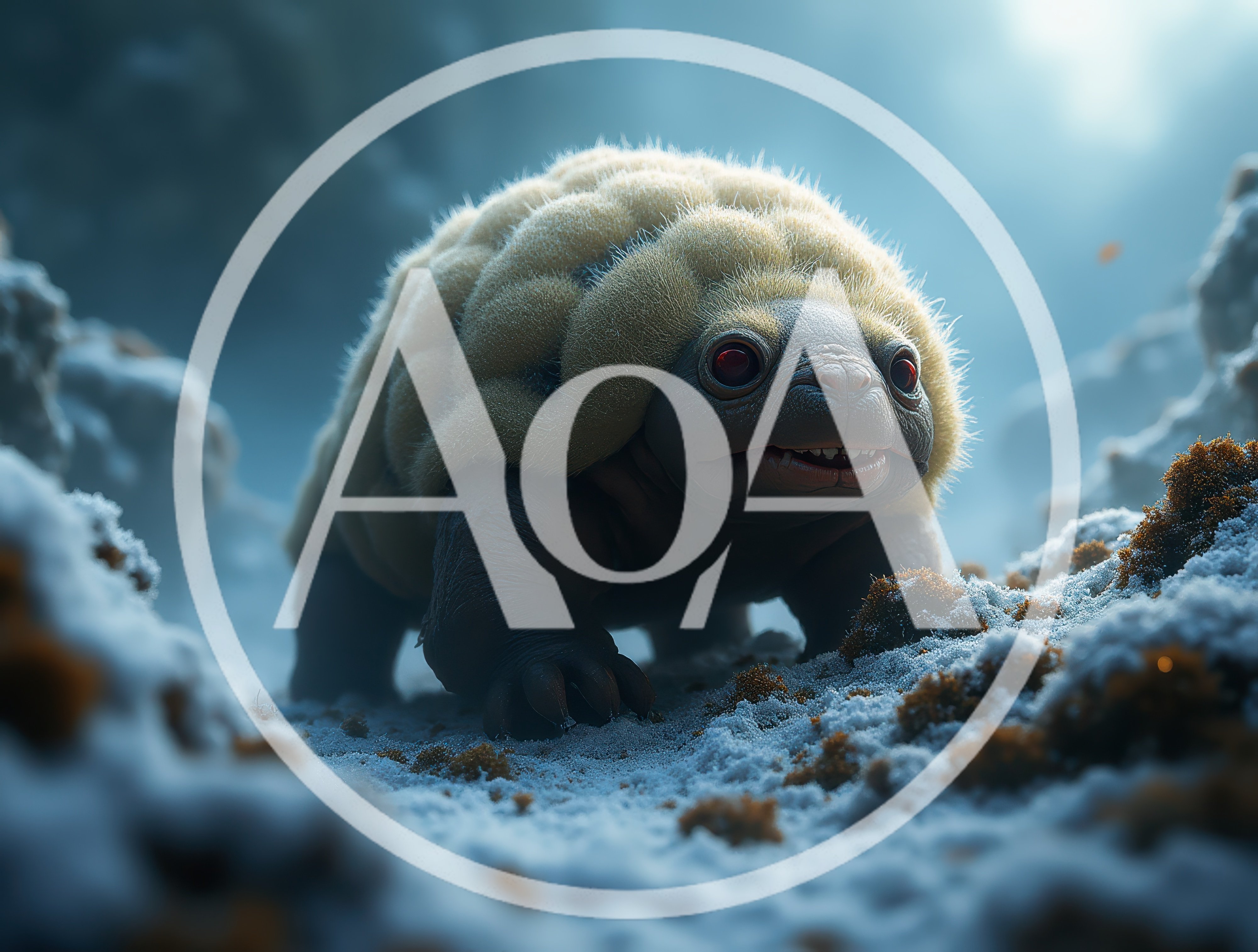 Furry Creature Walking Through Snowy Arctic Landscape
