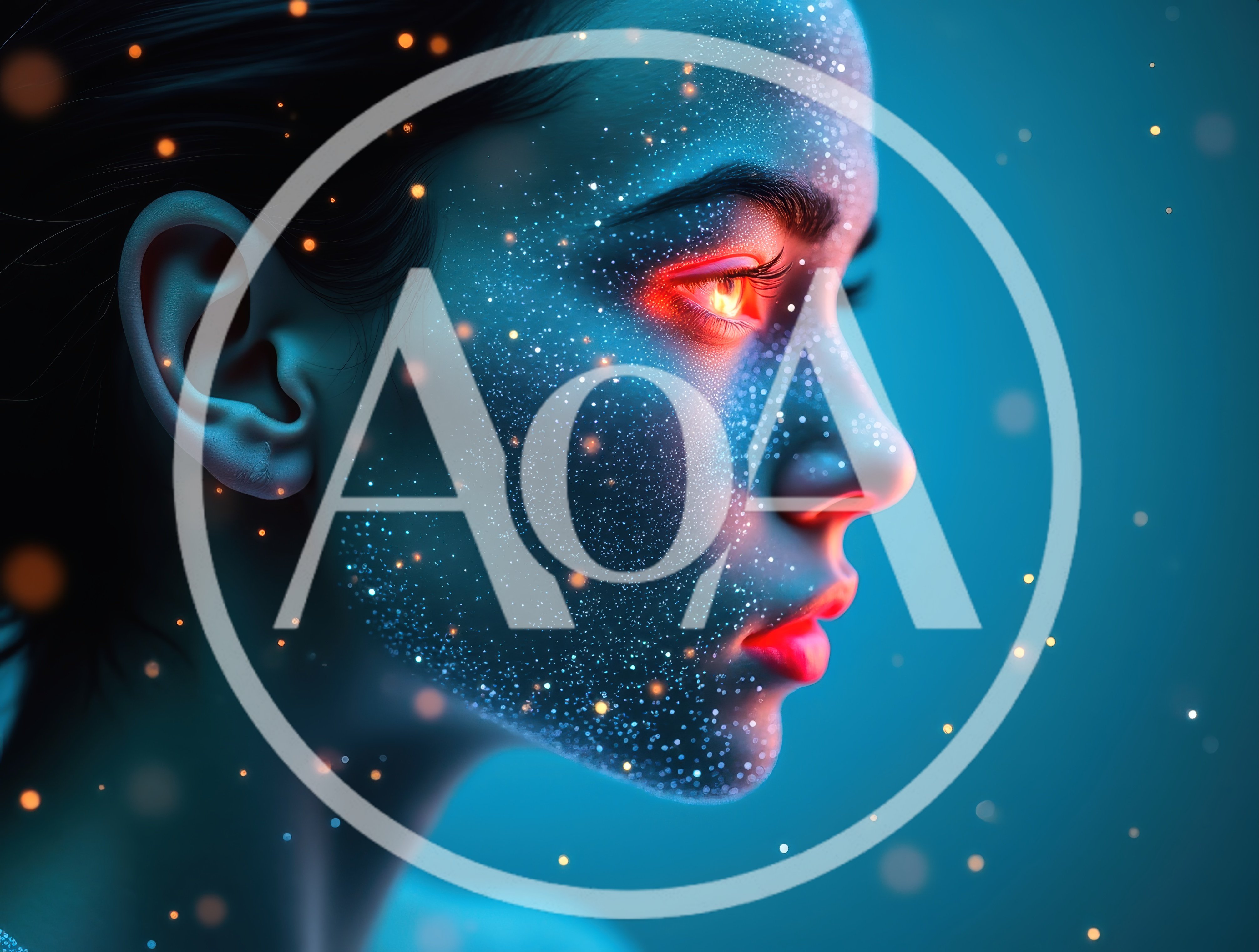 Digital Portrait Of A Woman With Glowing Cosmic Skin
