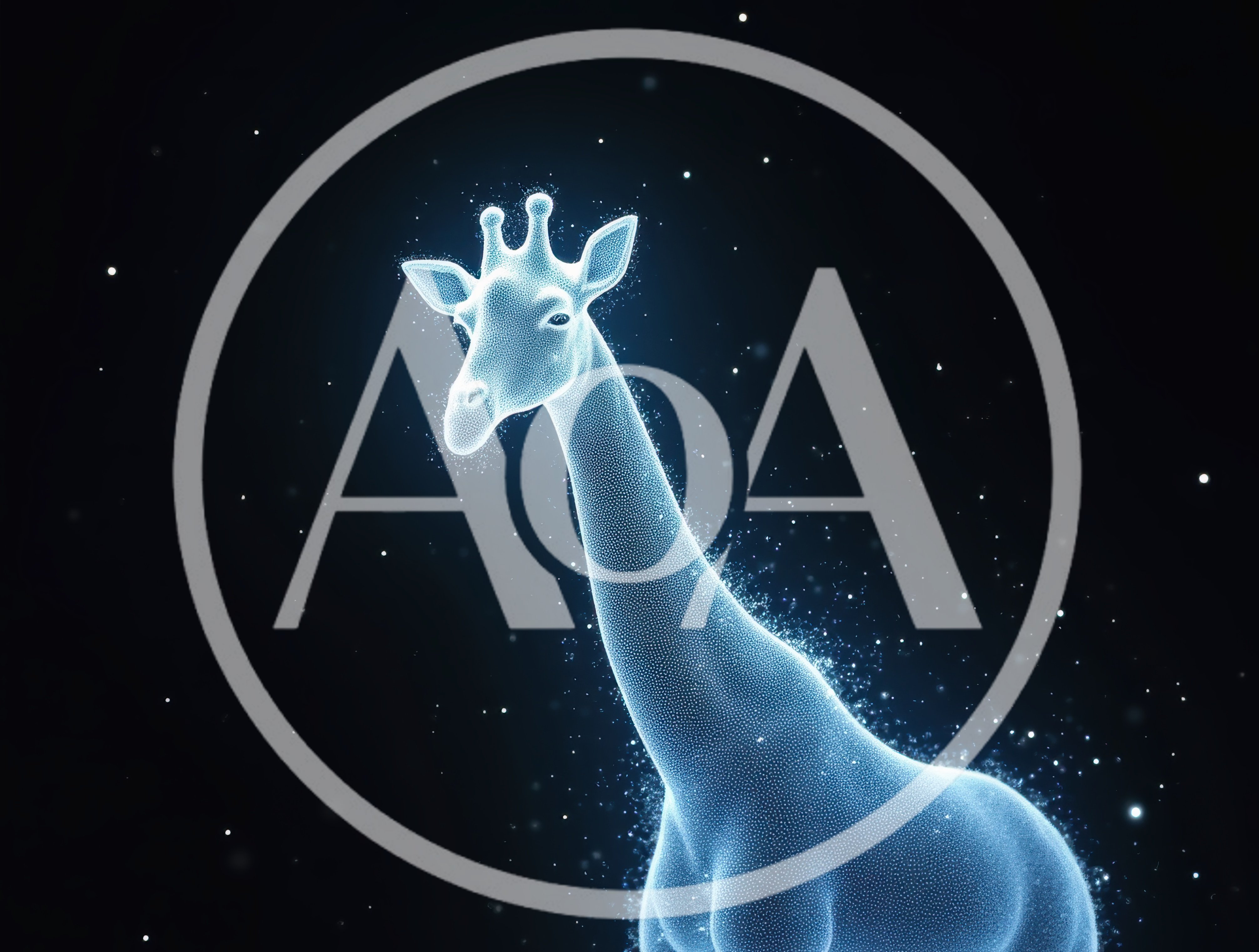 Glowing Holographic Giraffe Made Of Digital Particles