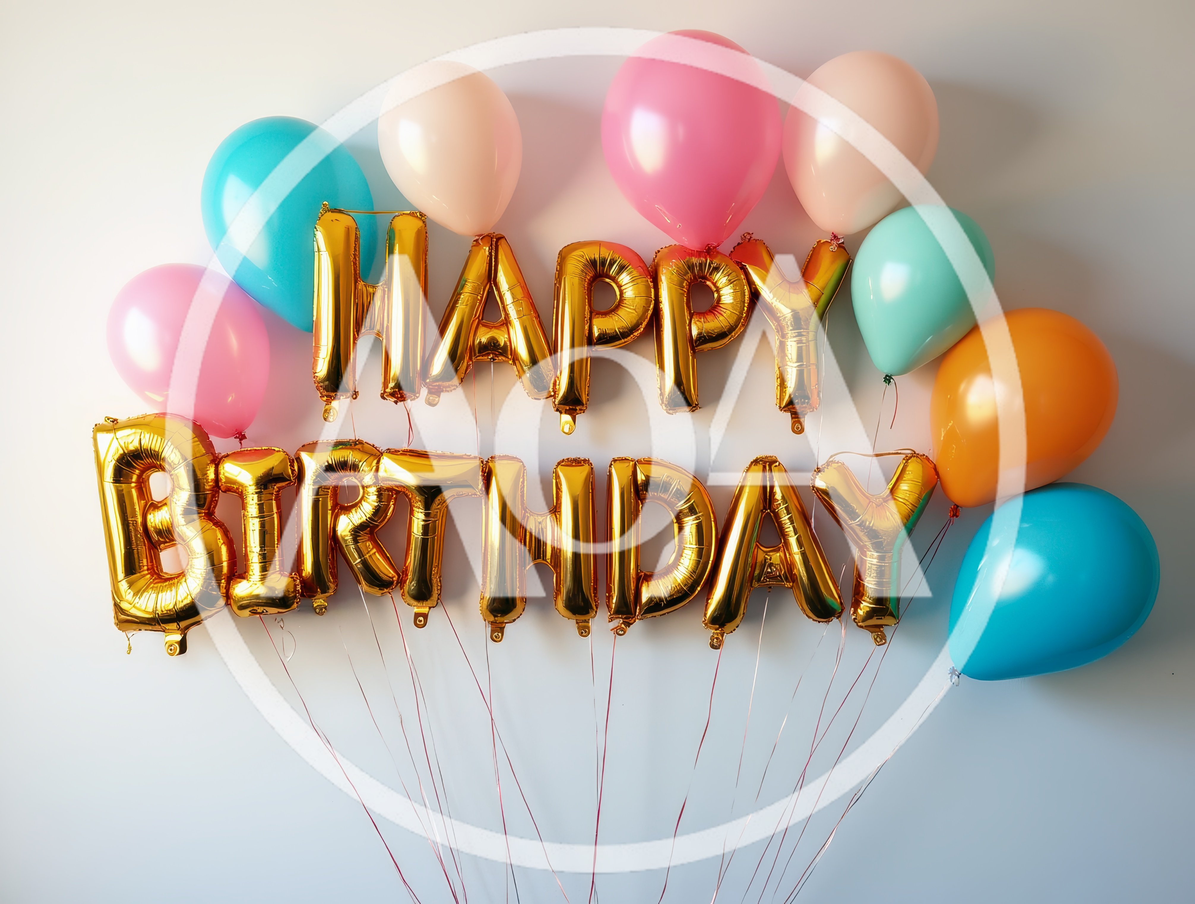 Gold Happy Birthday Foil Balloons With Colorful Latex Balloons