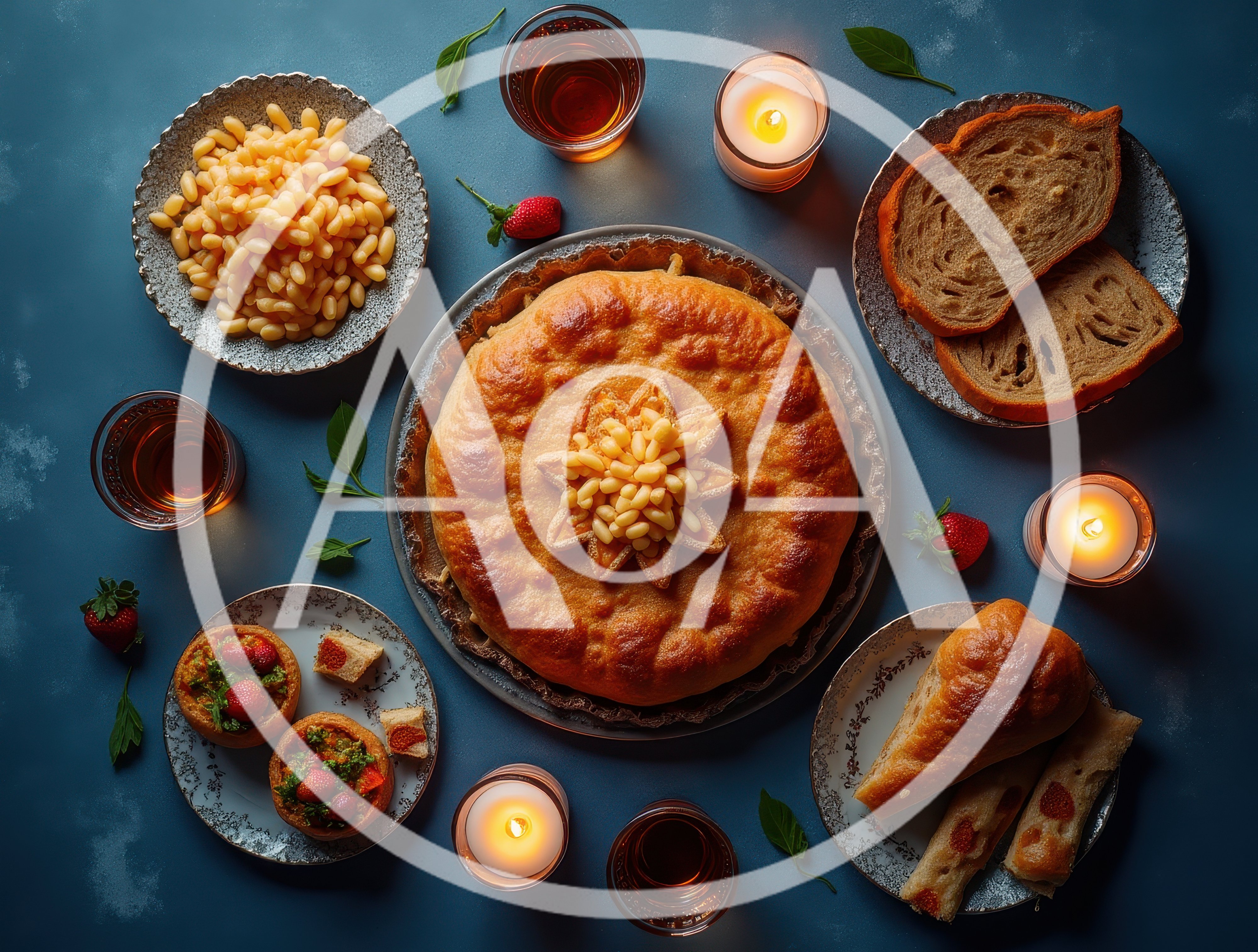 Festive Table Spread With Savory Pie And Pastries