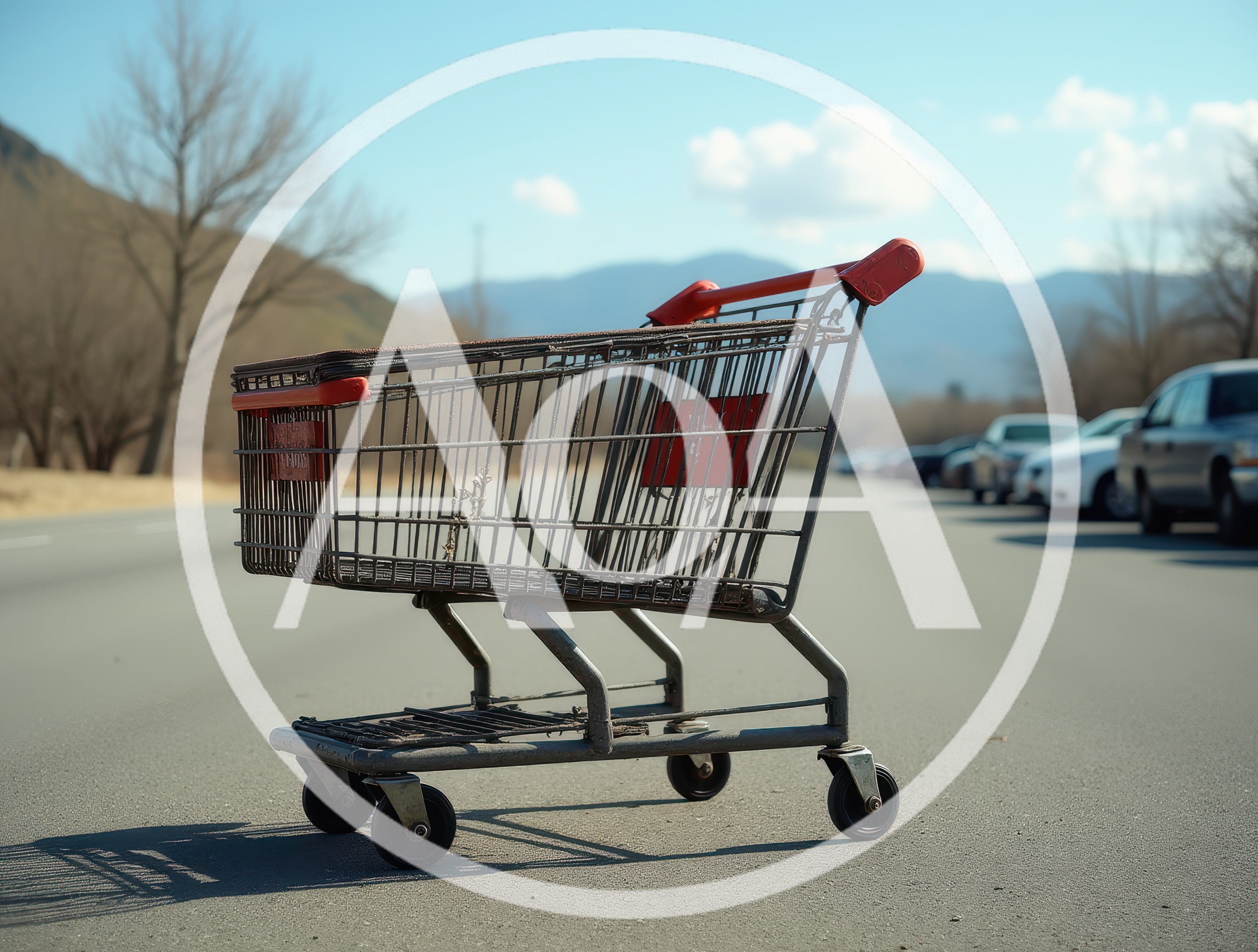 Abandoned Shopping Cart In A Sunny Parking Lot