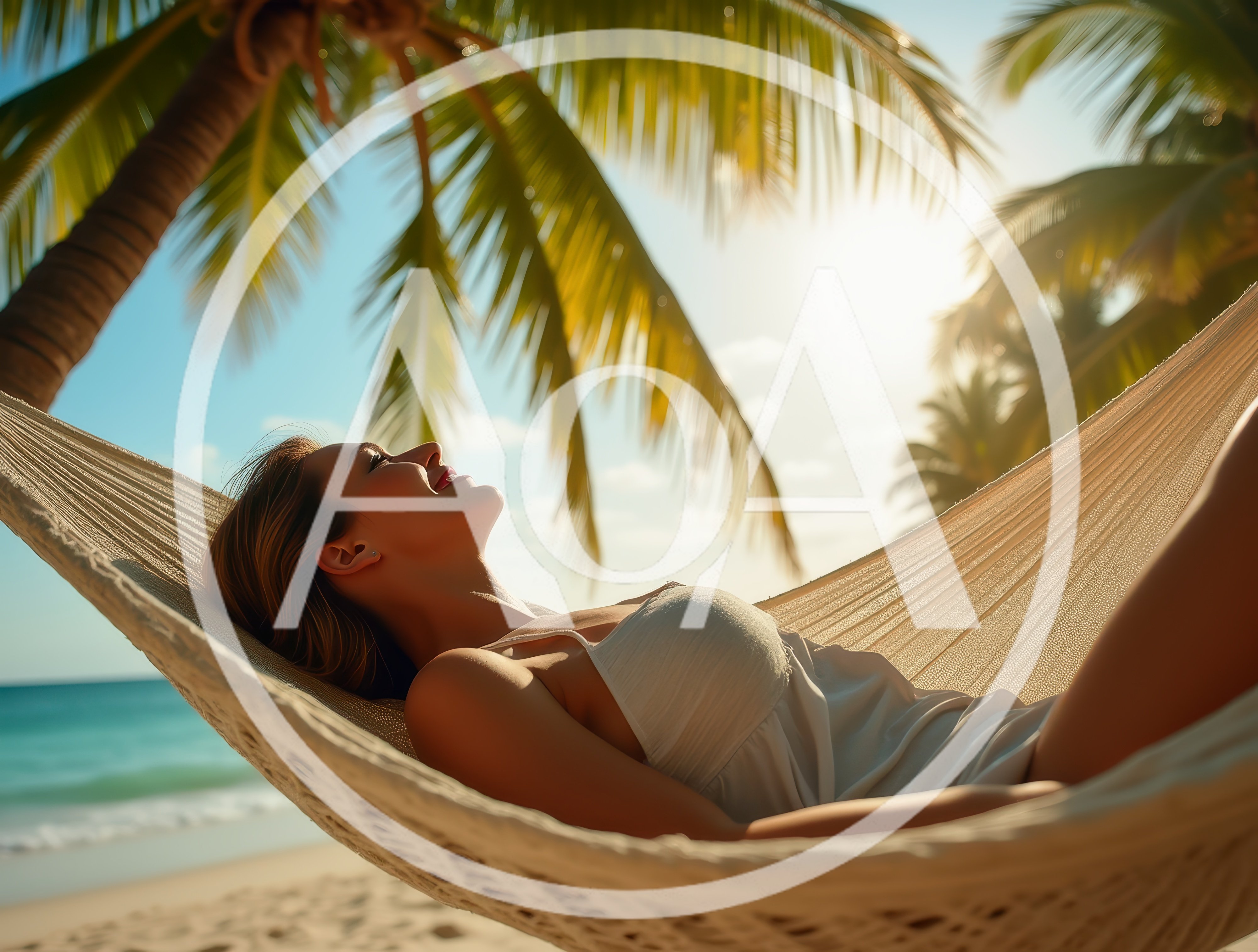 Woman Relaxing In A Hammock On A Tropical Beach