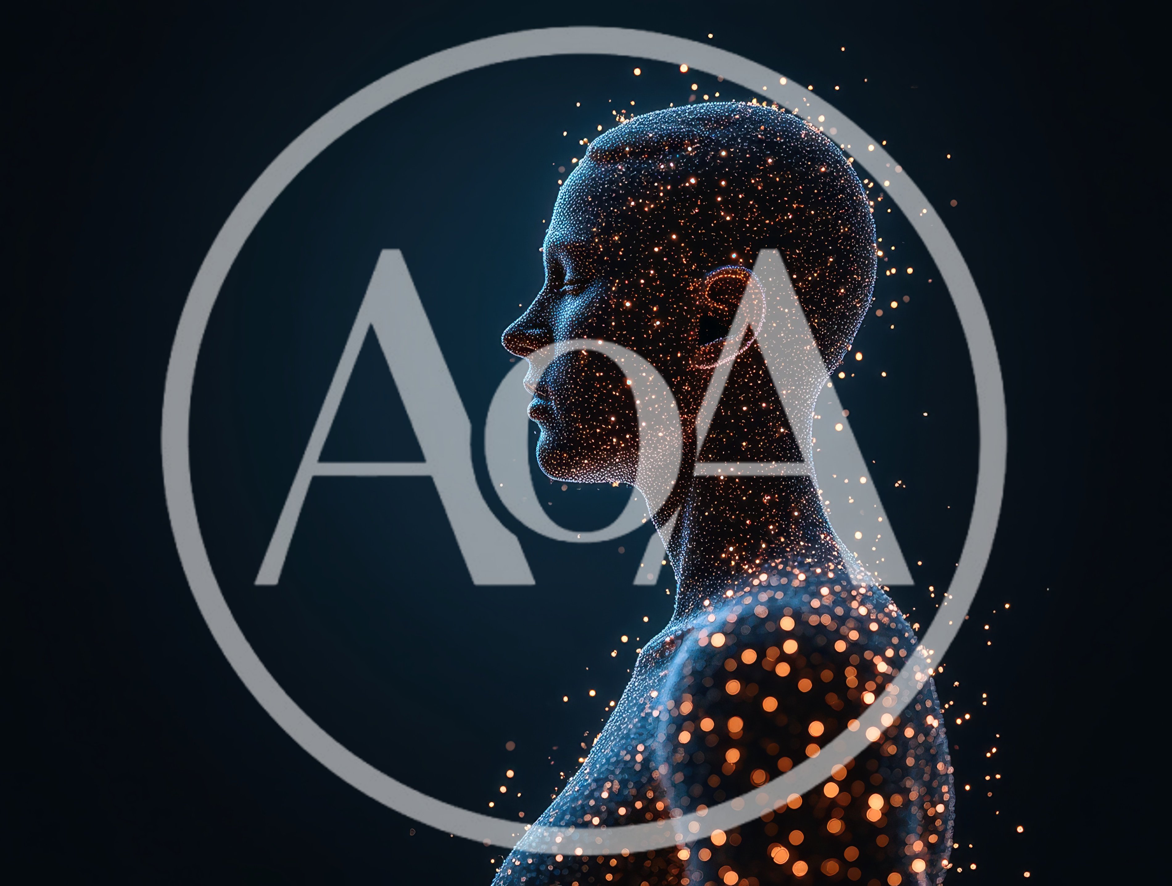 Digital Human Silhouette Formed By Glowing Particle Network
